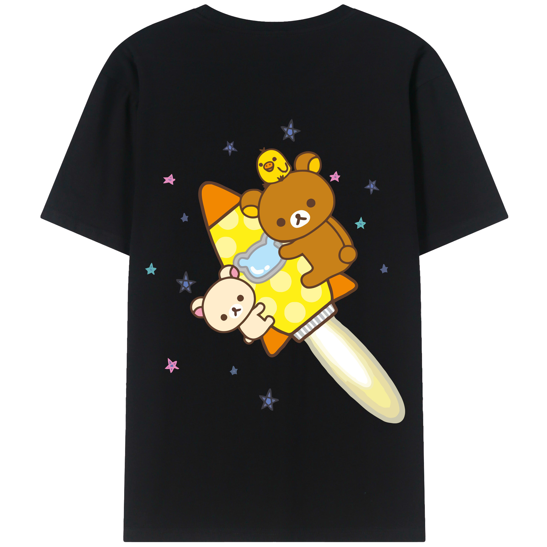 （画像用） リラックマ リラックマ キイロイトリ Rilakkuma Korilakkuma Kiiroitori 綿100％半袖Tシャツ（背面プリント）