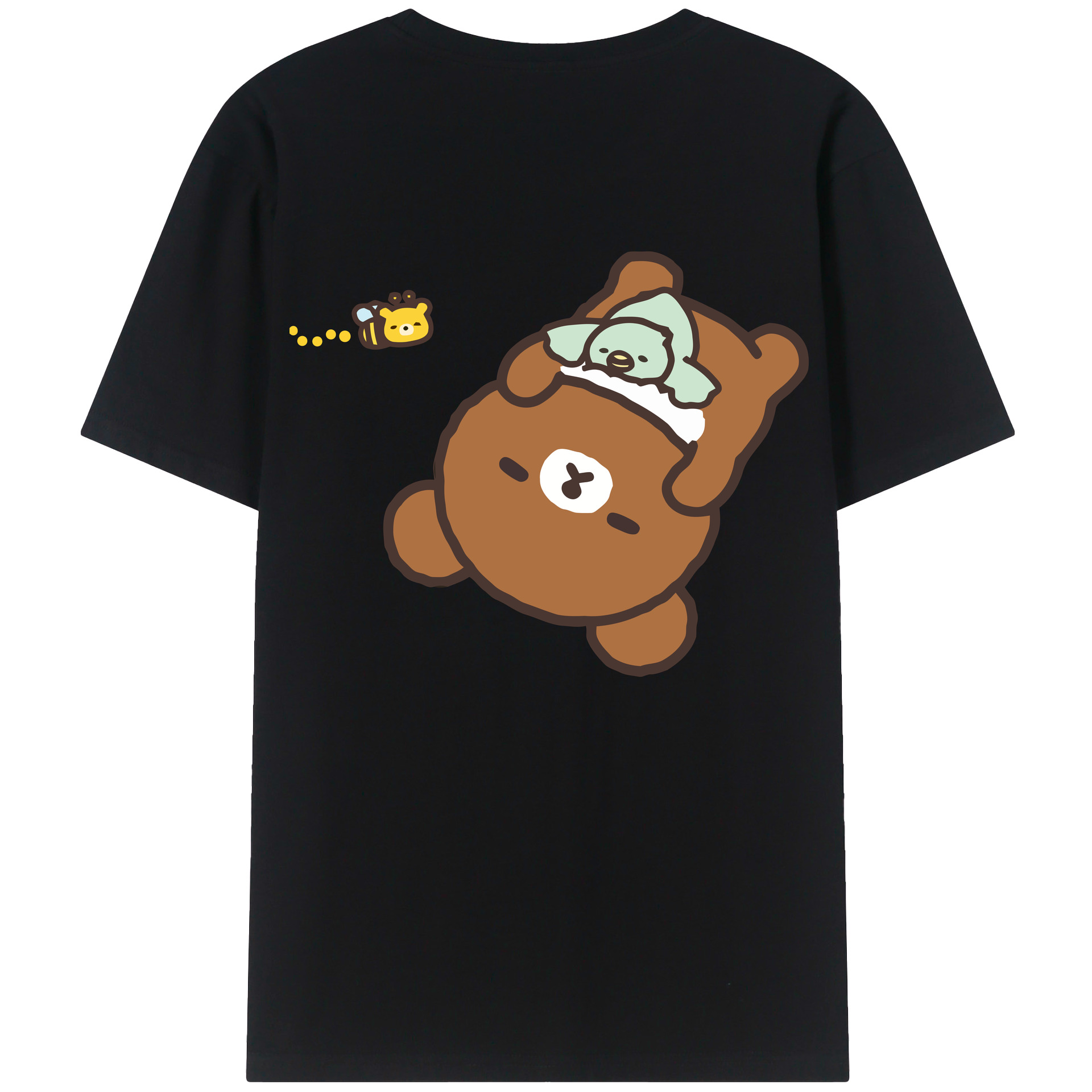 （画像用） リラックマ リラックマ キイロイトリ Rilakkuma Korilakkuma Kiiroitori 綿100％半袖Tシャツ（背面プリント）