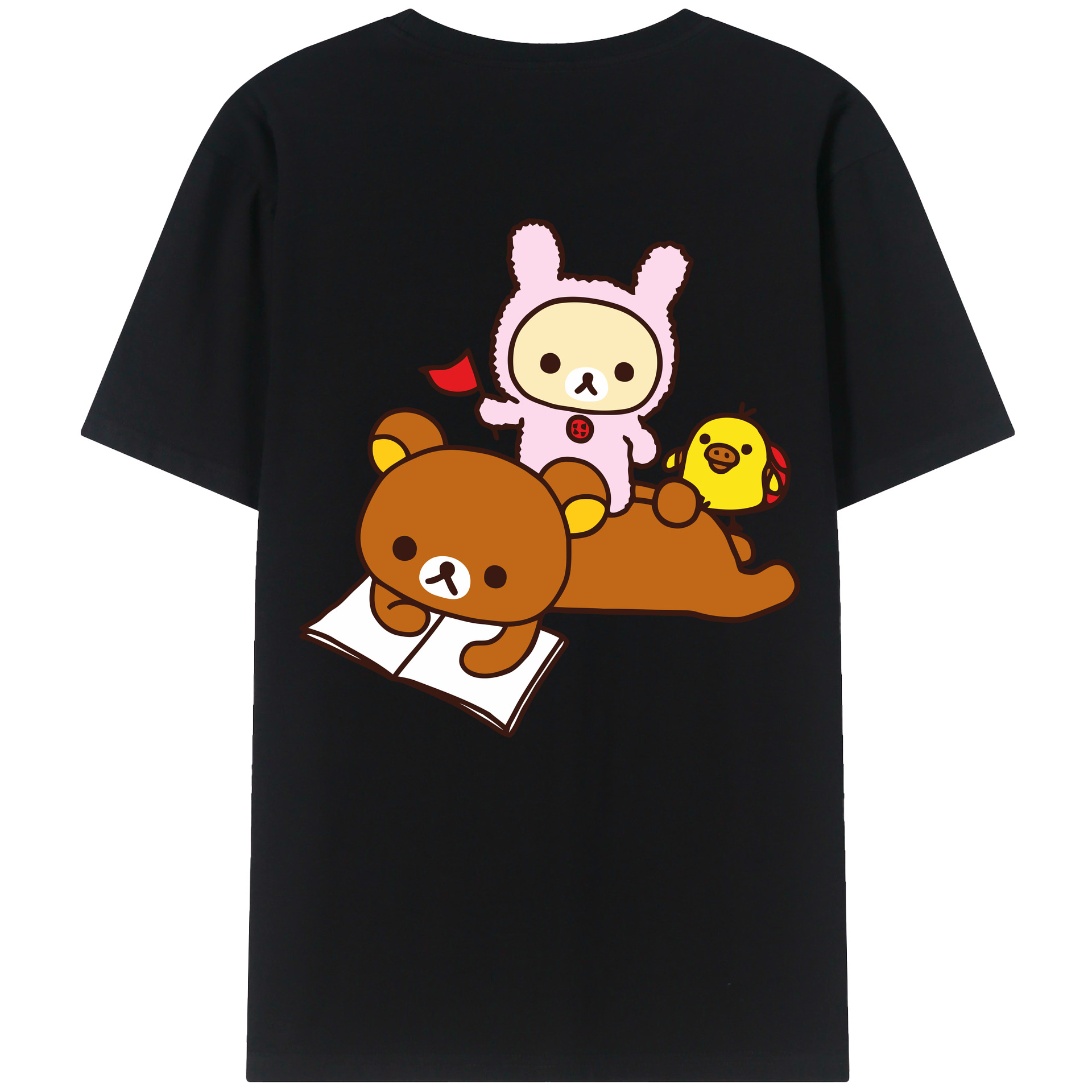 （画像用） リラックマ リラックマ キイロイトリ Rilakkuma Korilakkuma Kiiroitori 綿100％半袖Tシャツ（背面プリント）