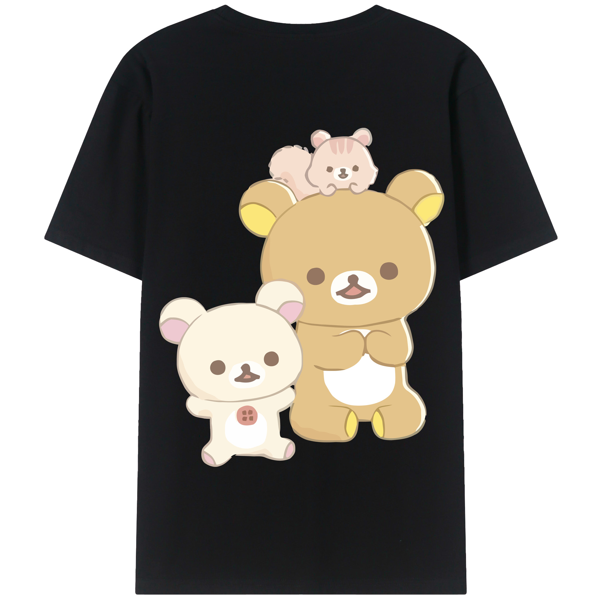 （画像用） リラックマ リラックマ キイロイトリ Rilakkuma Korilakkuma Kiiroitori 綿100％半袖Tシャツ（背面プリント）