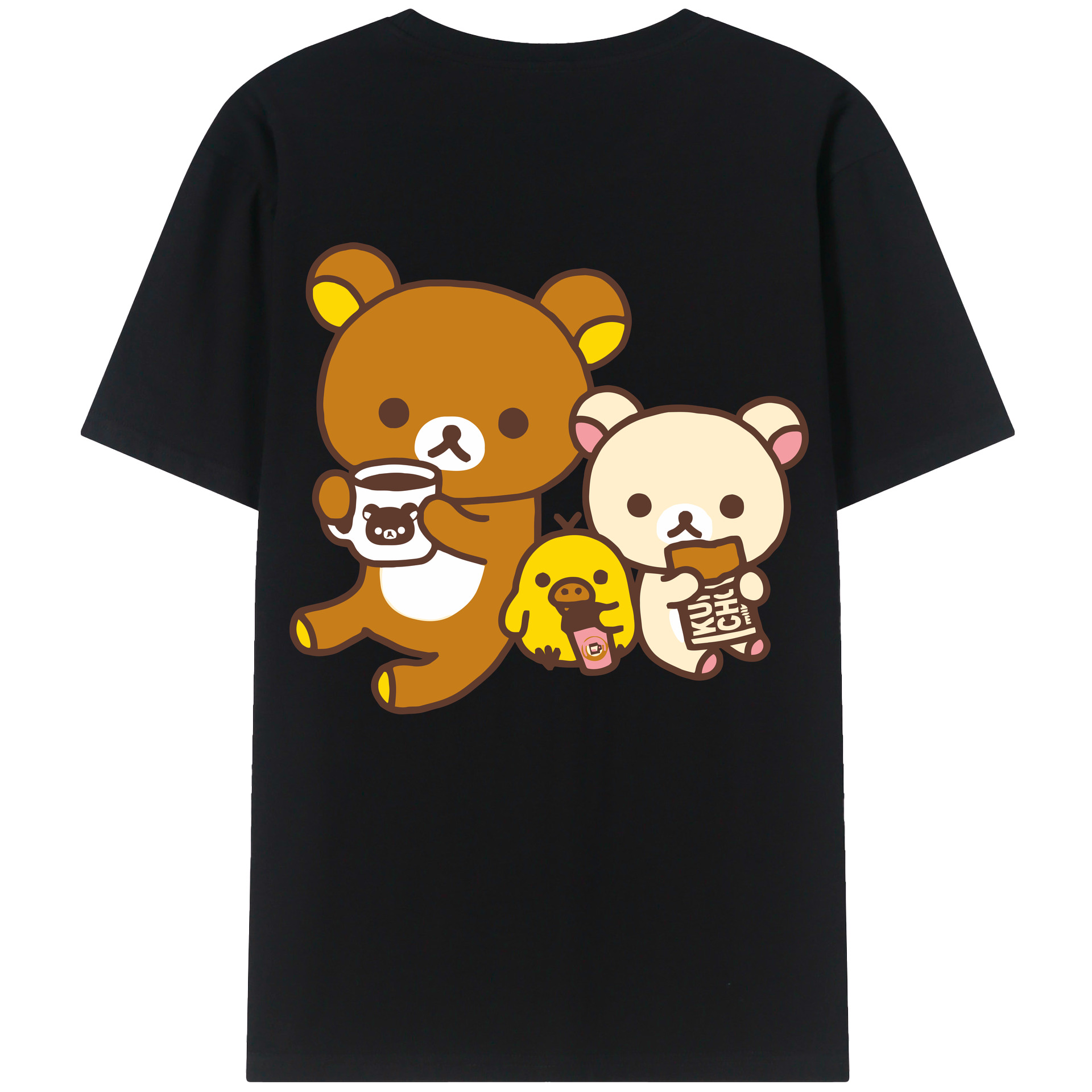 （画像用） リラックマ リラックマ キイロイトリ Rilakkuma Korilakkuma Kiiroitori 綿100％半袖Tシャツ（背面プリント）