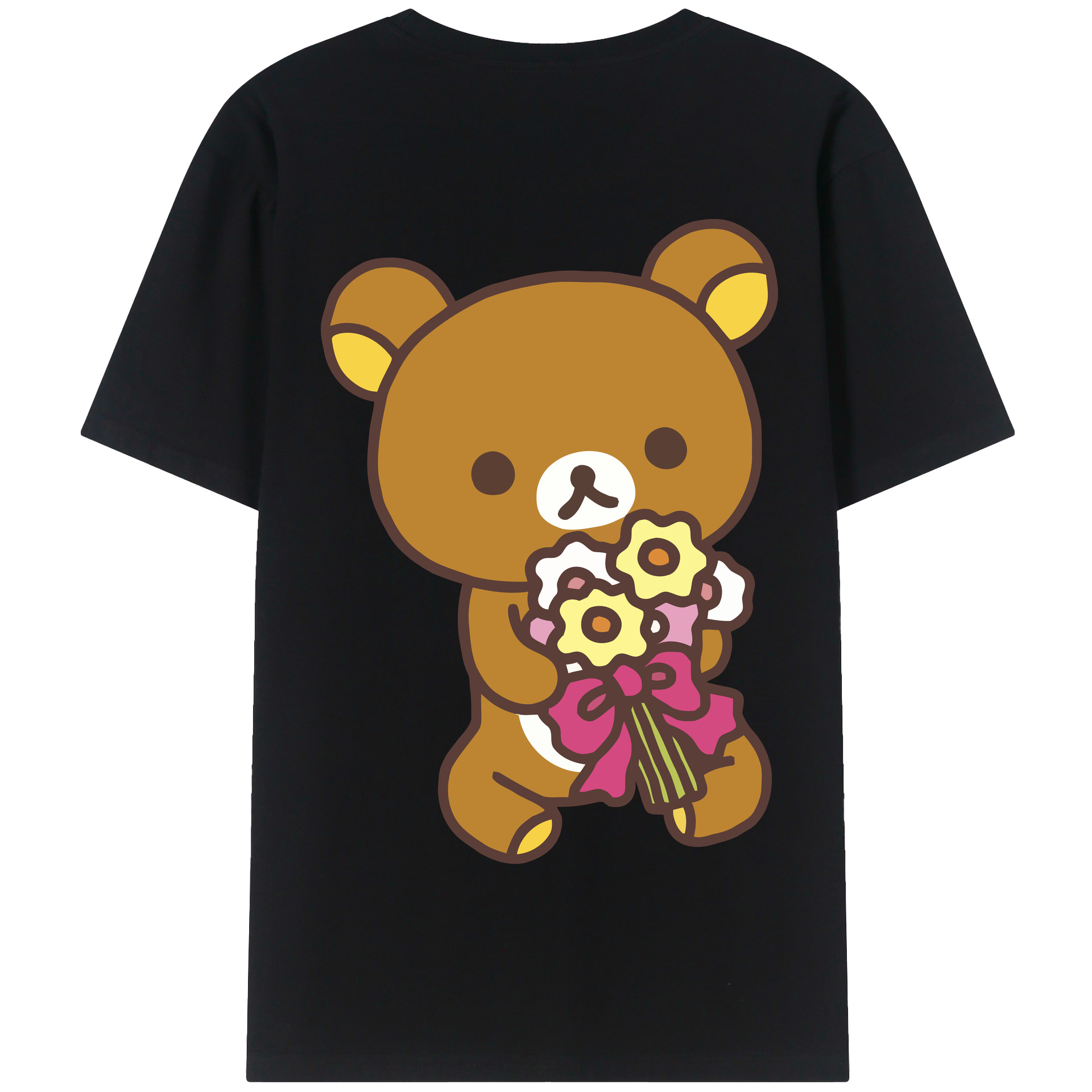 （画像用） リラックマ リラックマ キイロイトリ Rilakkuma Korilakkuma Kiiroitori 綿100％半袖Tシャツ（背面プリント）