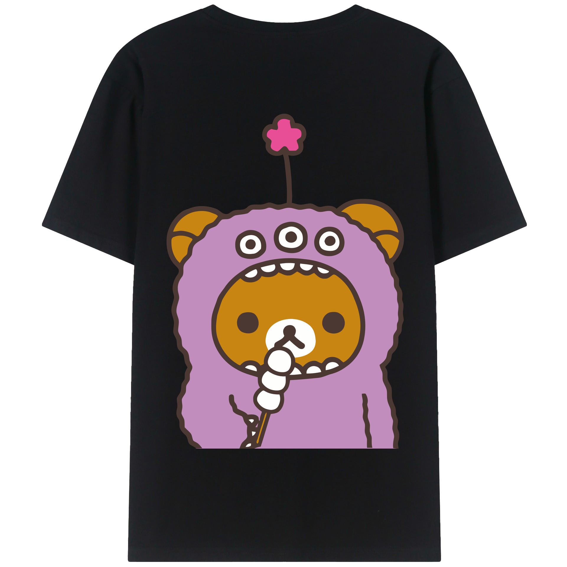 （画像用） リラックマ リラックマ キイロイトリ Rilakkuma Korilakkuma Kiiroitori 綿100％半袖Tシャツ（背面プリント）