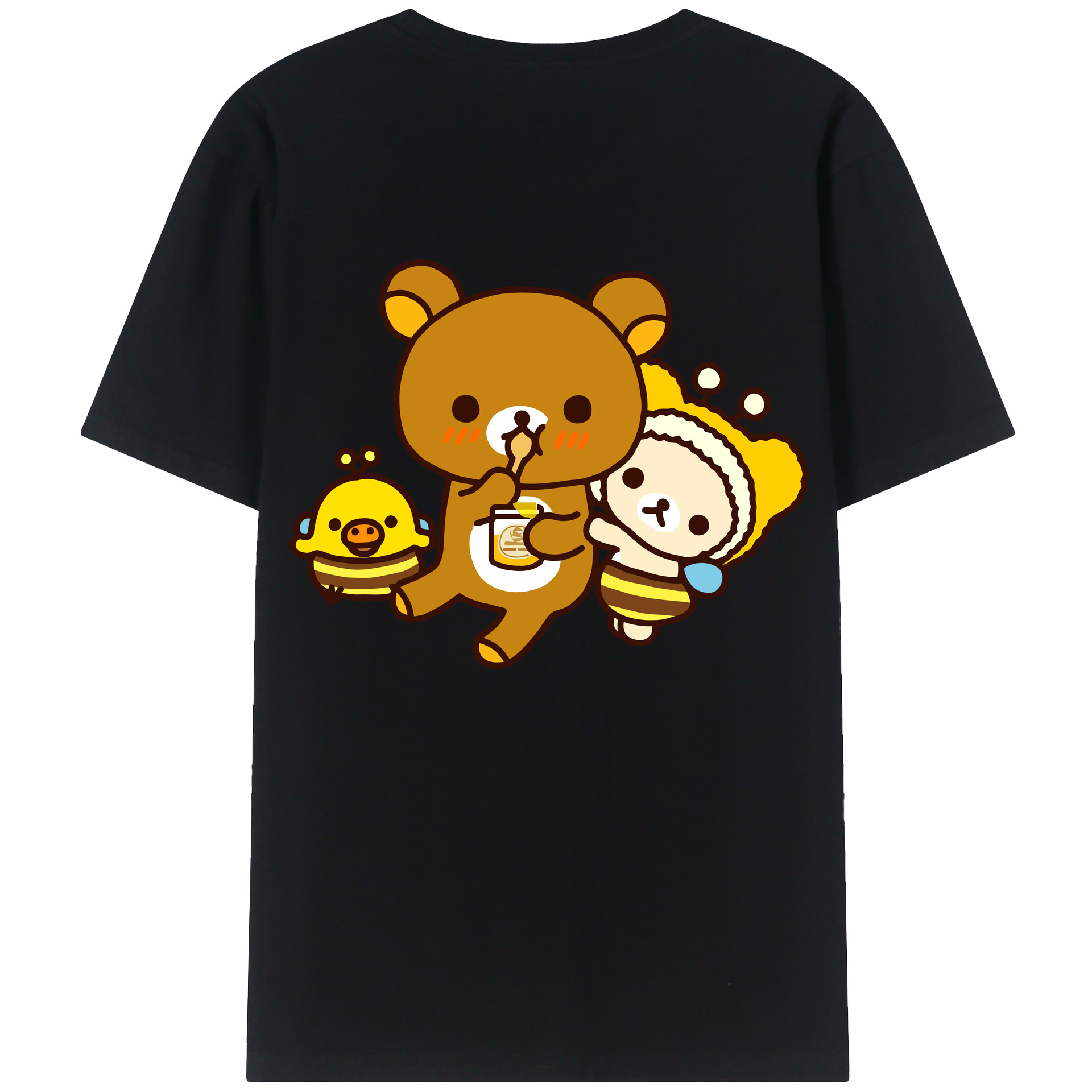 （画像用） リラックマ リラックマ キイロイトリ Rilakkuma Korilakkuma Kiiroitori 綿100％半袖Tシャツ（背面プリント）