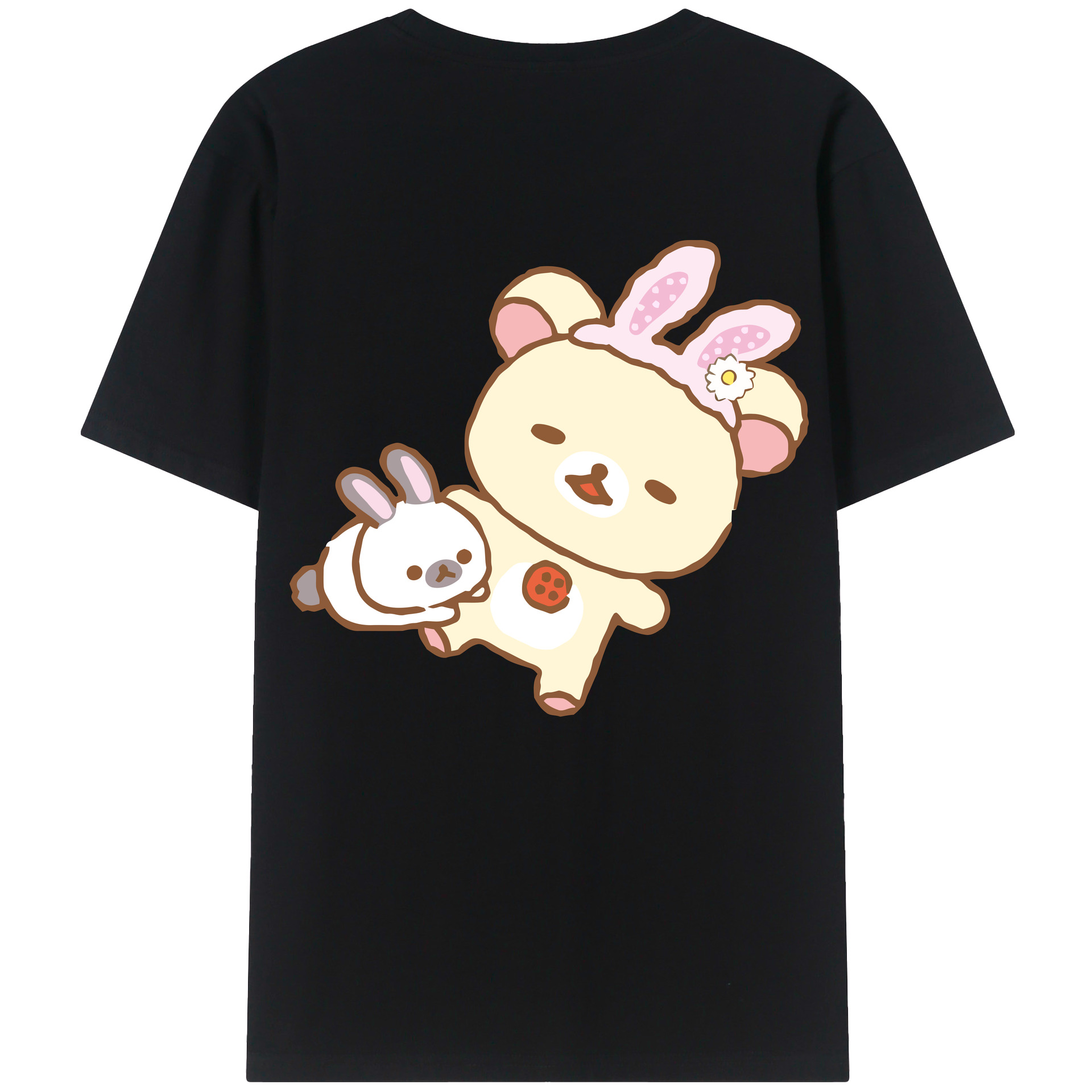 （画像用） リラックマ リラックマ キイロイトリ Rilakkuma Korilakkuma Kiiroitori 綿100％半袖Tシャツ（背面プリント）