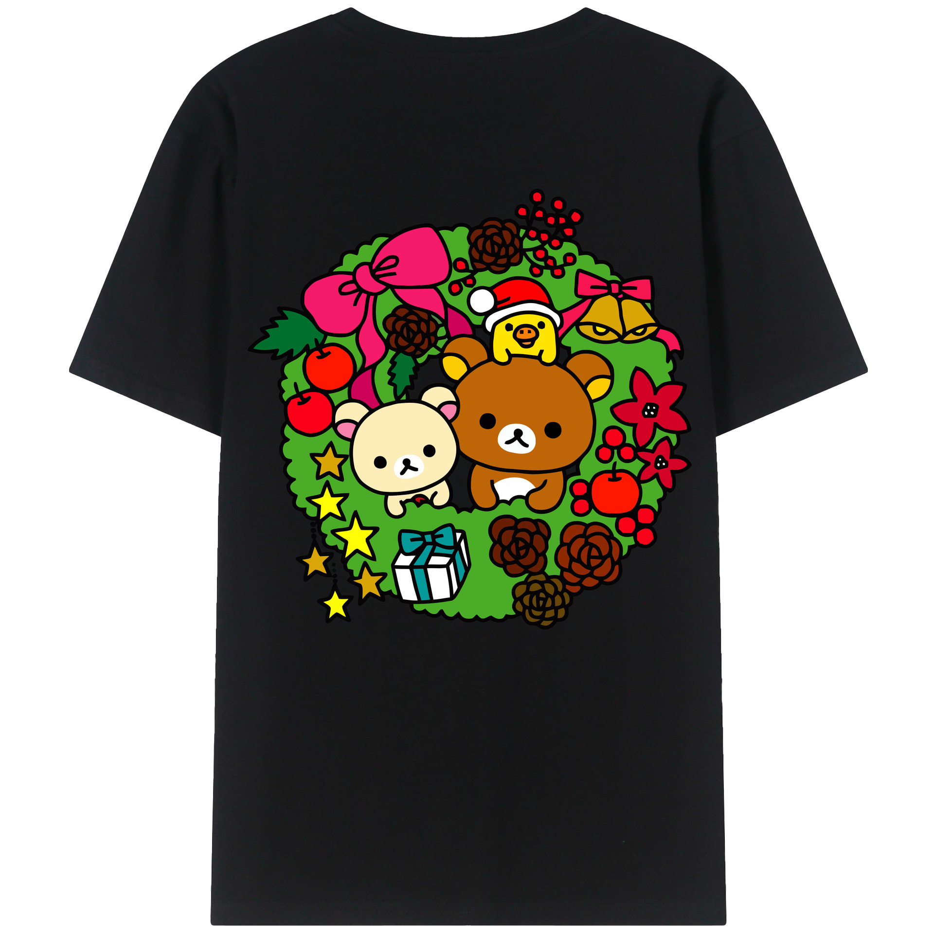 （画像用） リラックマ リラックマ キイロイトリ Rilakkuma Korilakkuma Kiiroitori 綿100％半袖Tシャツ（背面プリント）