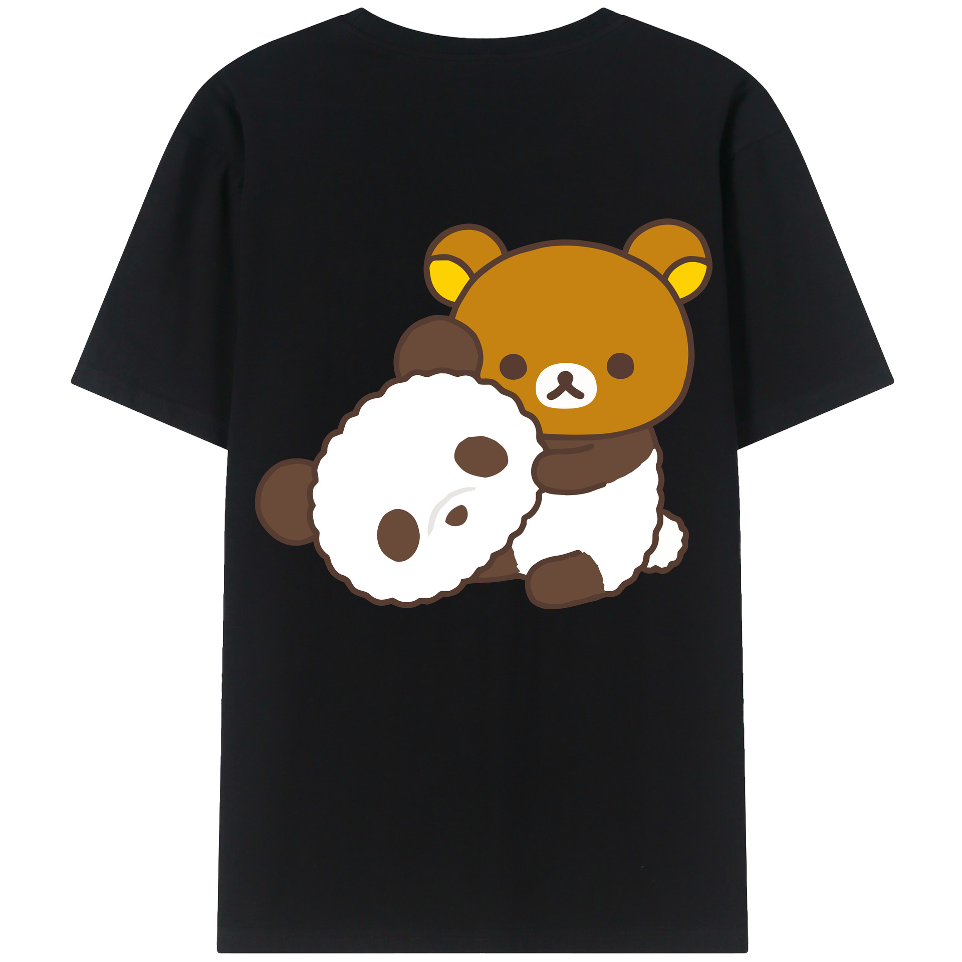 （画像用） リラックマ リラックマ キイロイトリ Rilakkuma Korilakkuma Kiiroitori 綿100％半袖Tシャツ（背面プリント）