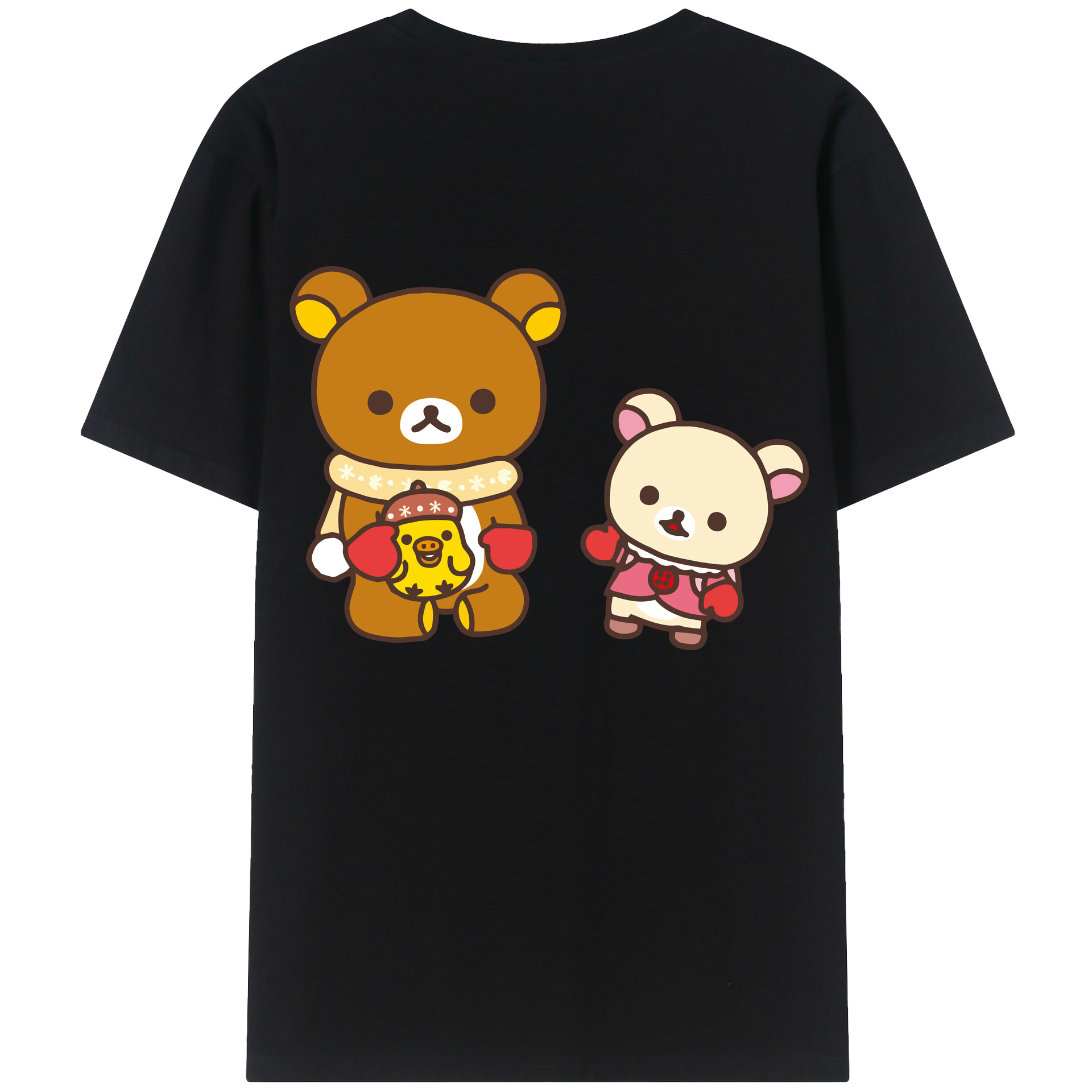 （画像用） リラックマ リラックマ キイロイトリ Rilakkuma Korilakkuma Kiiroitori 綿100％半袖Tシャツ（背面プリント）