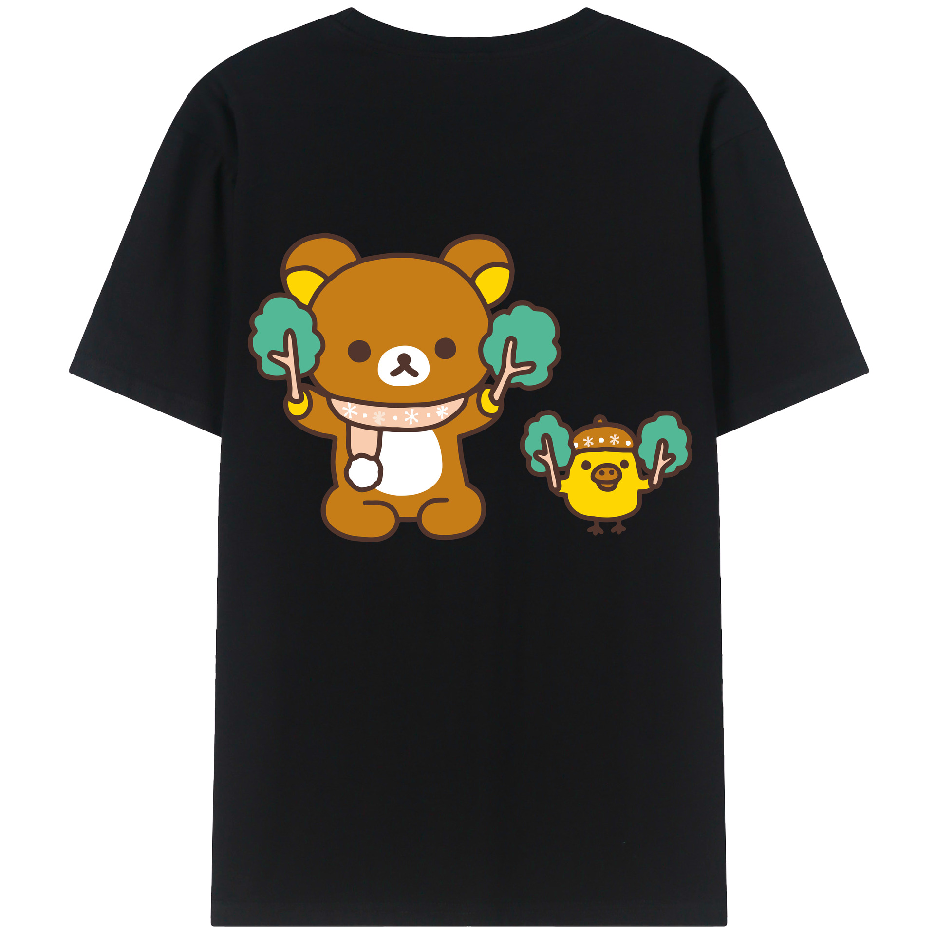（画像用） リラックマ リラックマ キイロイトリ Rilakkuma Korilakkuma Kiiroitori 綿100％半袖Tシャツ（背面プリント）