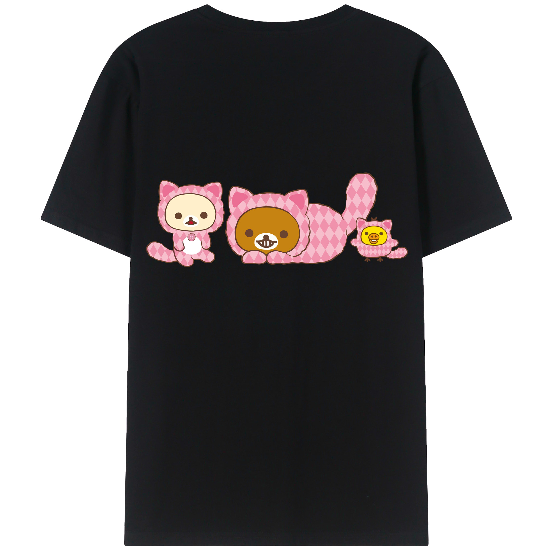 （画像用） リラックマ リラックマ キイロイトリ Rilakkuma Korilakkuma Kiiroitori 綿100％半袖Tシャツ（背面プリント）