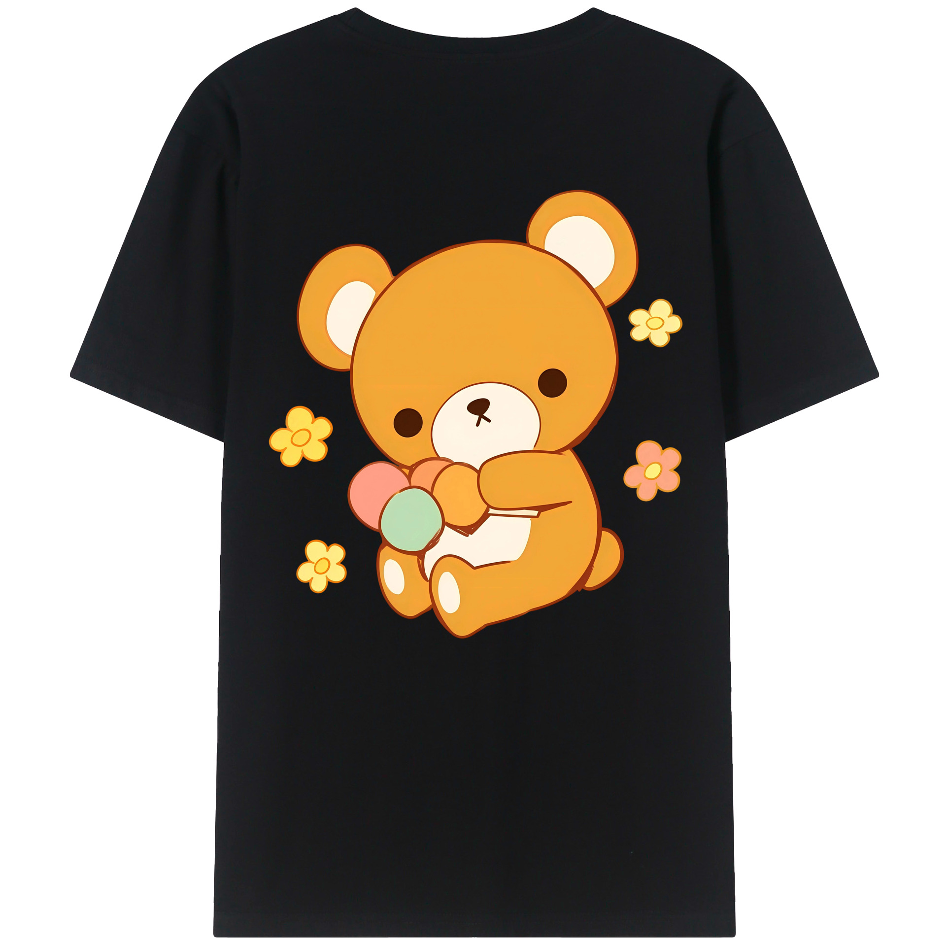 （画像用） リラックマ リラックマ キイロイトリ Rilakkuma Korilakkuma Kiiroitori 綿100％半袖Tシャツ（背面プリント）