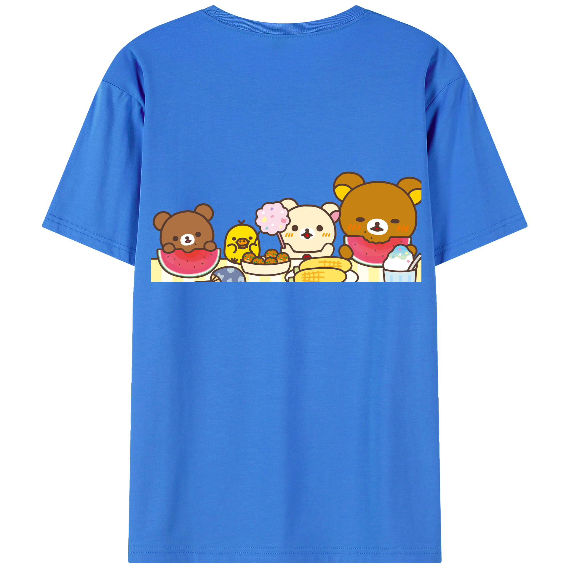 （画像用） リラックマ リラックマ キイロイトリ Rilakkuma Korilakkuma Kiiroitori 綿100％半袖Tシャツ（背面プリント）