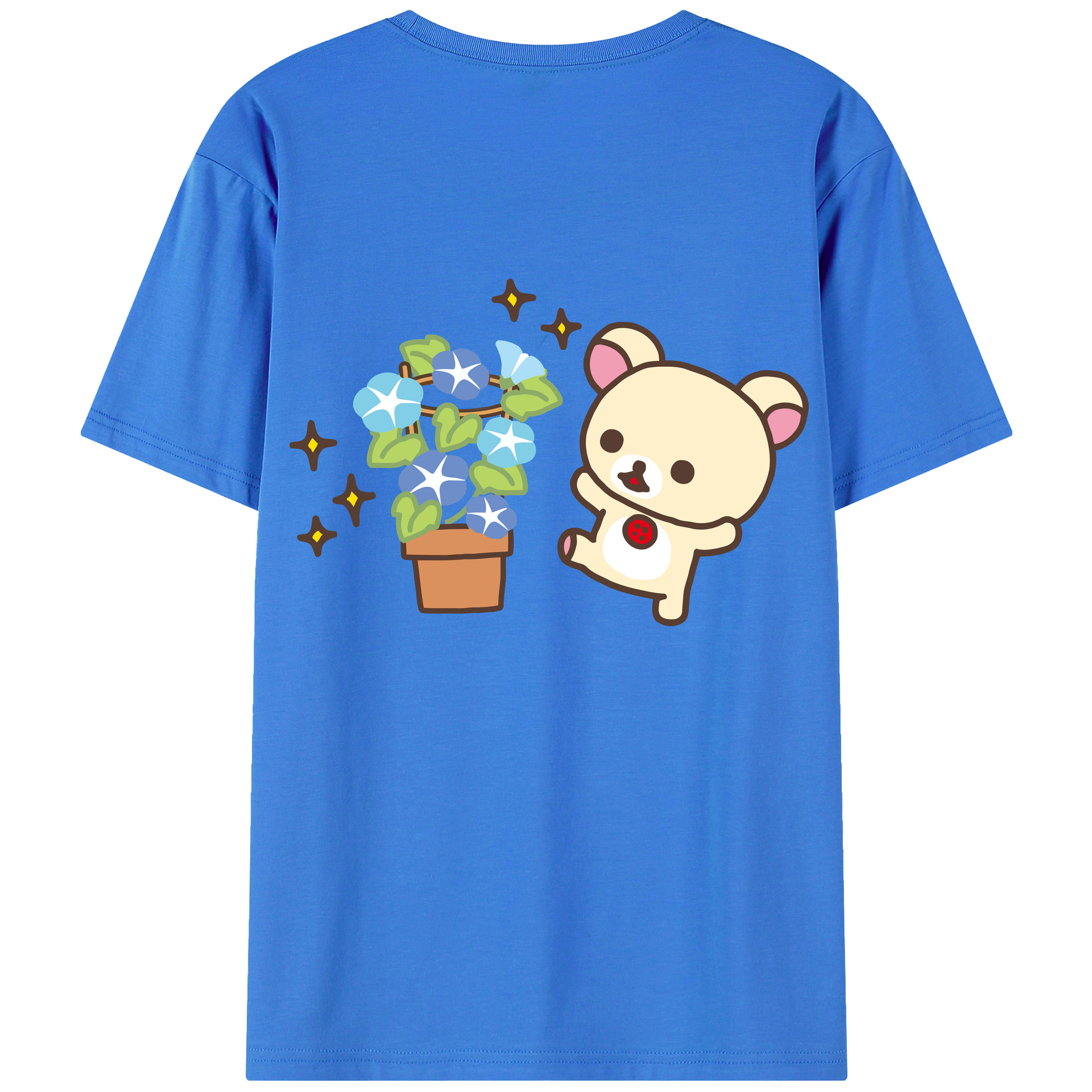 （画像用） リラックマ リラックマ キイロイトリ Rilakkuma Korilakkuma Kiiroitori 綿100％半袖Tシャツ（背面プリント）