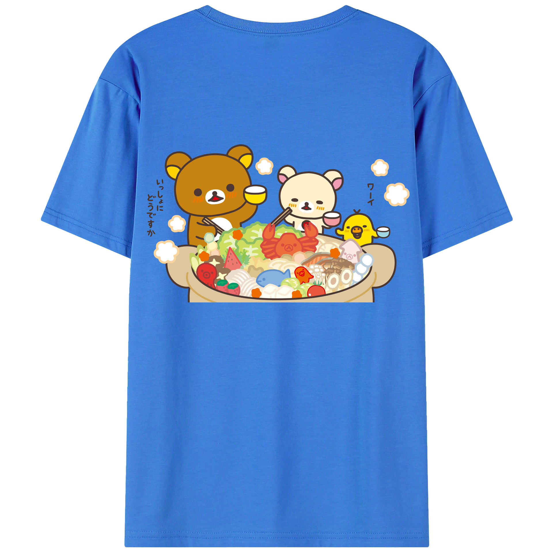 （画像用） リラックマ リラックマ キイロイトリ Rilakkuma Korilakkuma Kiiroitori 綿100％半袖Tシャツ（背面プリント）
