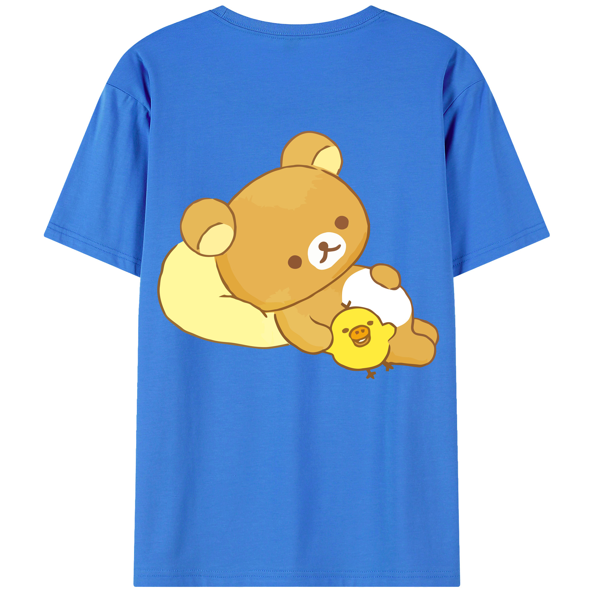 （画像用） リラックマ リラックマ キイロイトリ Rilakkuma Korilakkuma Kiiroitori 綿100％半袖Tシャツ（背面プリント）