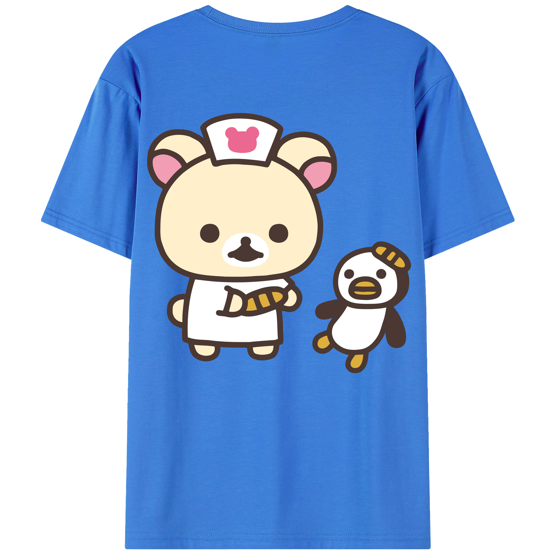 （画像用） リラックマ リラックマ キイロイトリ Rilakkuma Korilakkuma Kiiroitori 綿100％半袖Tシャツ（背面プリント）
