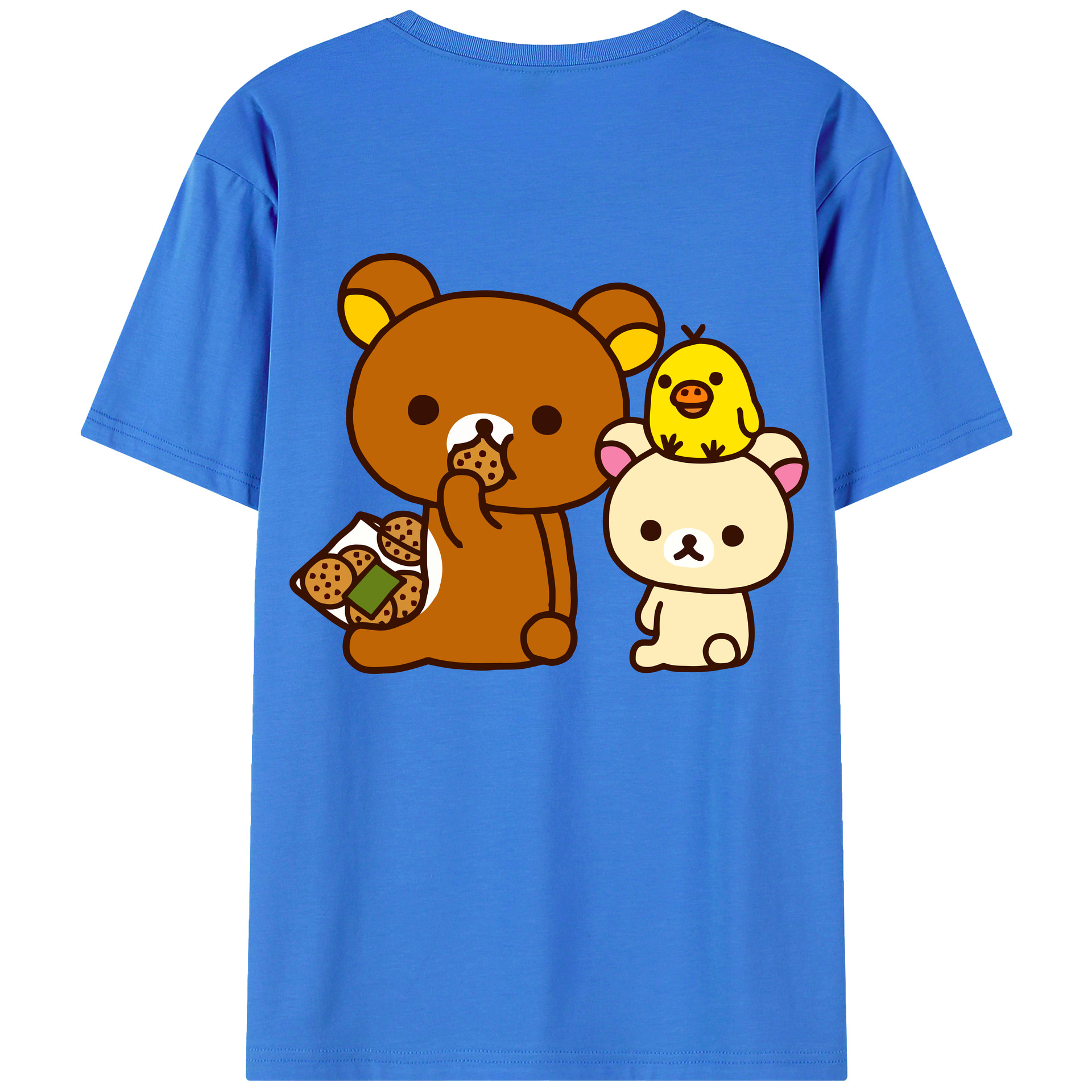 （画像用） リラックマ リラックマ キイロイトリ Rilakkuma Korilakkuma Kiiroitori 綿100％半袖Tシャツ（背面プリント）