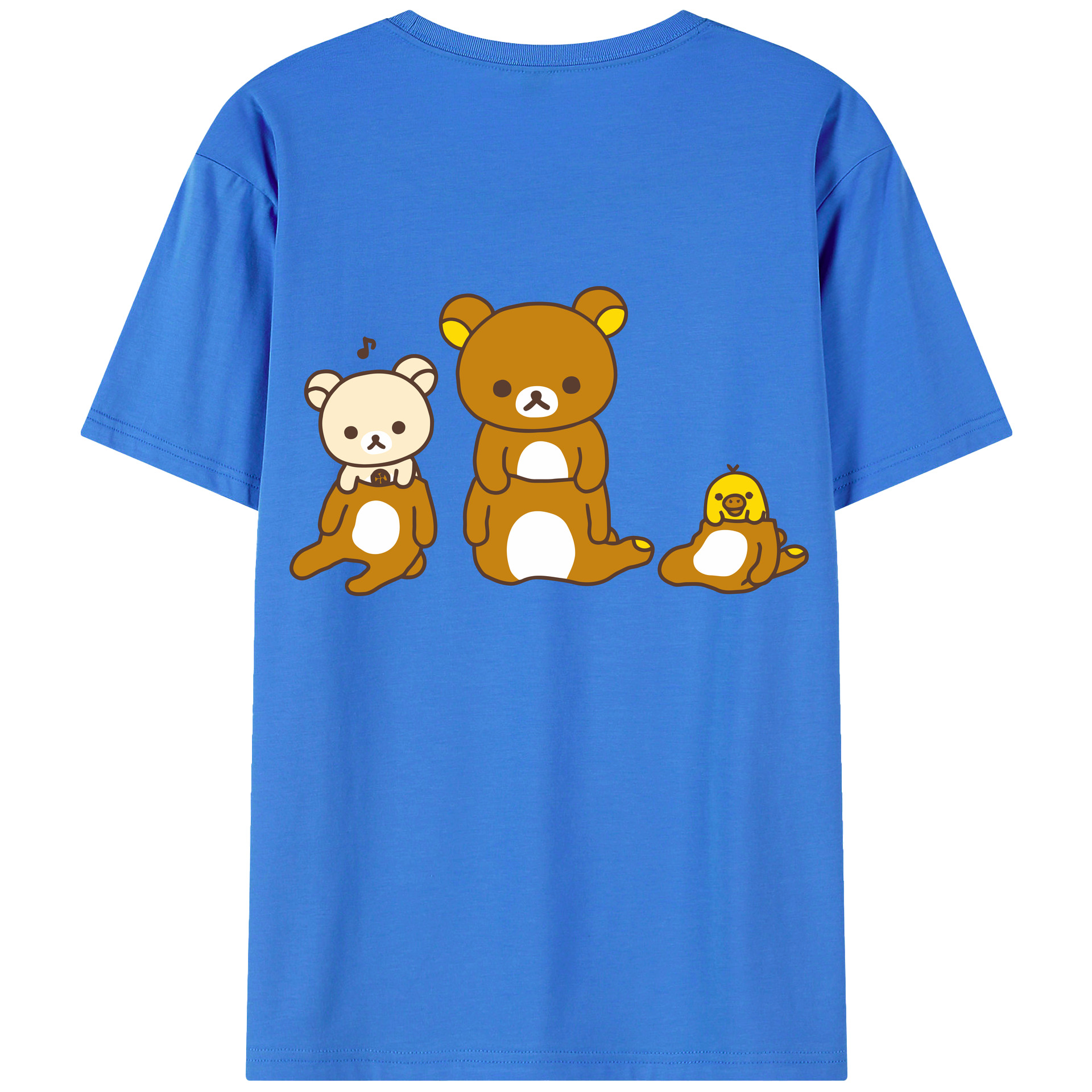 （画像用） リラックマ リラックマ キイロイトリ Rilakkuma Korilakkuma Kiiroitori 綿100％半袖Tシャツ（背面プリント）