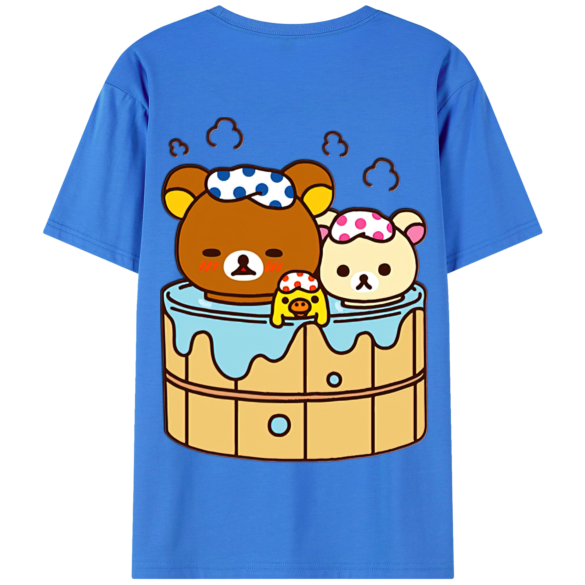 （画像用） リラックマ リラックマ キイロイトリ Rilakkuma Korilakkuma Kiiroitori 綿100％半袖Tシャツ（背面プリント）
