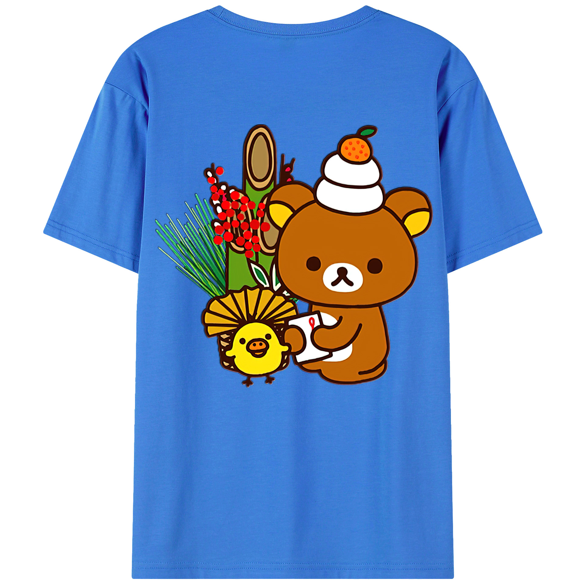 （画像用） リラックマ リラックマ キイロイトリ Rilakkuma Korilakkuma Kiiroitori 綿100％半袖Tシャツ（背面プリント）