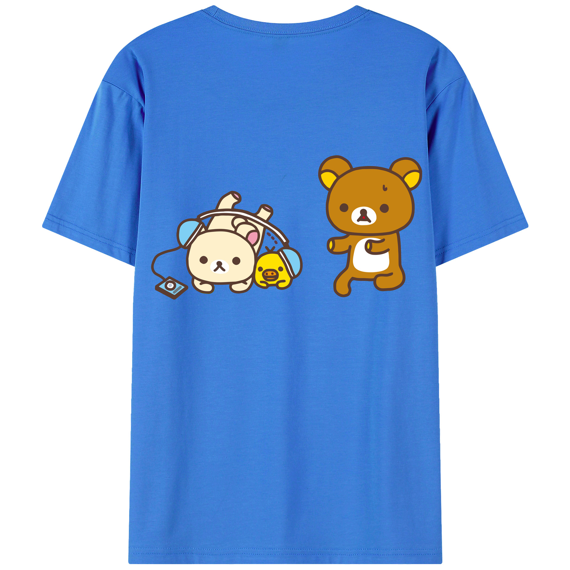 （画像用） リラックマ リラックマ キイロイトリ Rilakkuma Korilakkuma Kiiroitori 綿100％半袖Tシャツ（背面プリント）