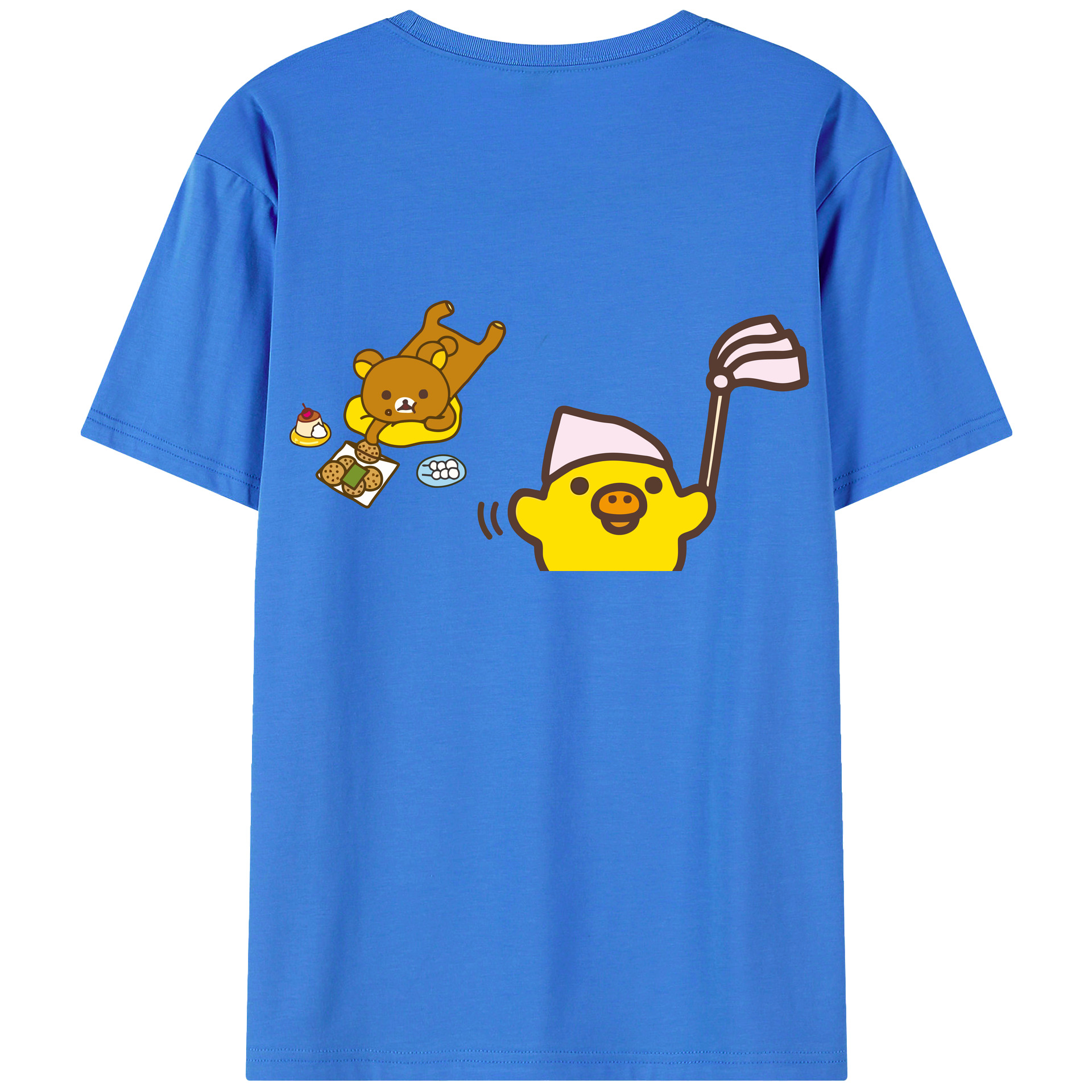 （画像用） リラックマ リラックマ キイロイトリ Rilakkuma Korilakkuma Kiiroitori 綿100％半袖Tシャツ（背面プリント）