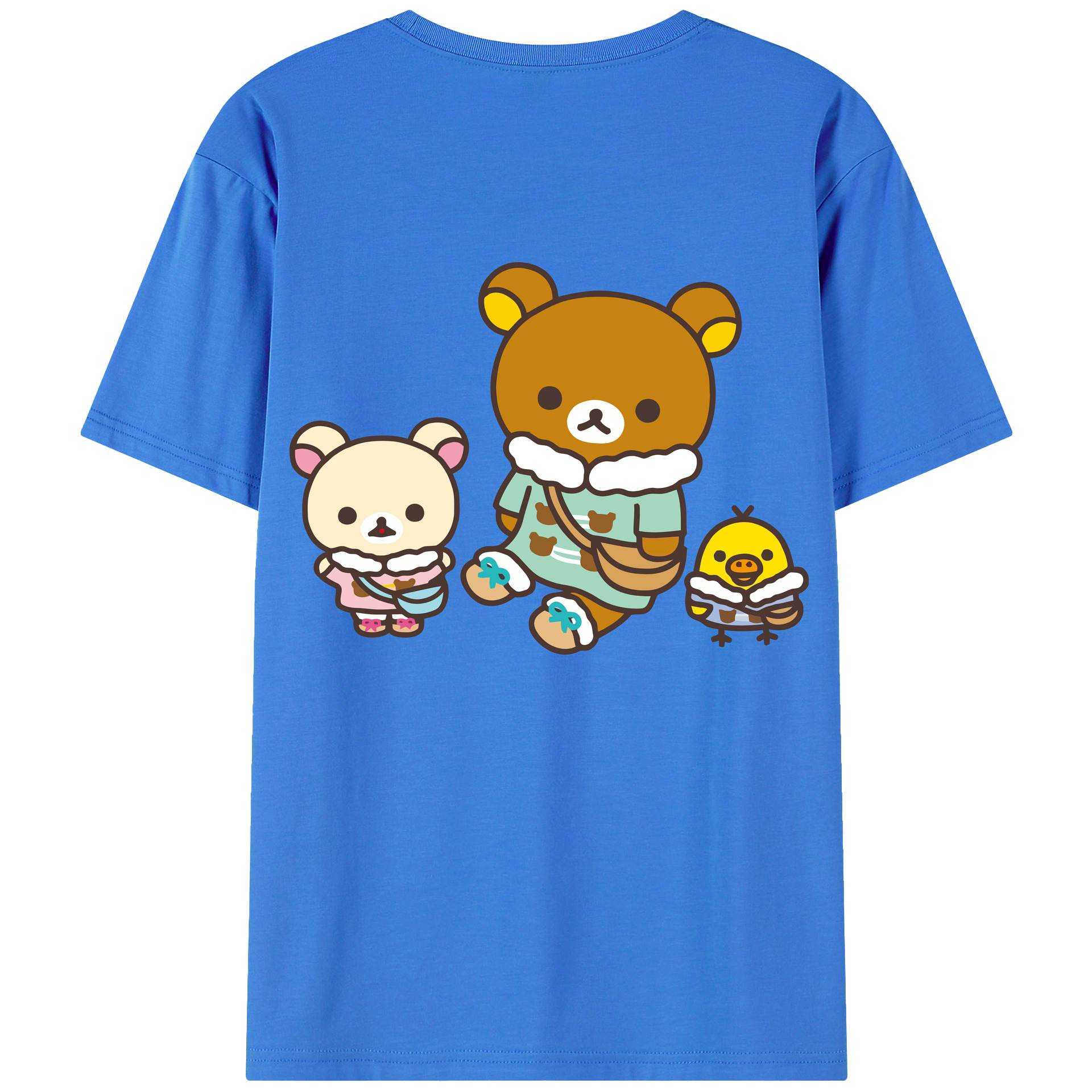 （画像用） リラックマ リラックマ キイロイトリ Rilakkuma Korilakkuma Kiiroitori 綿100％半袖Tシャツ（背面プリント）