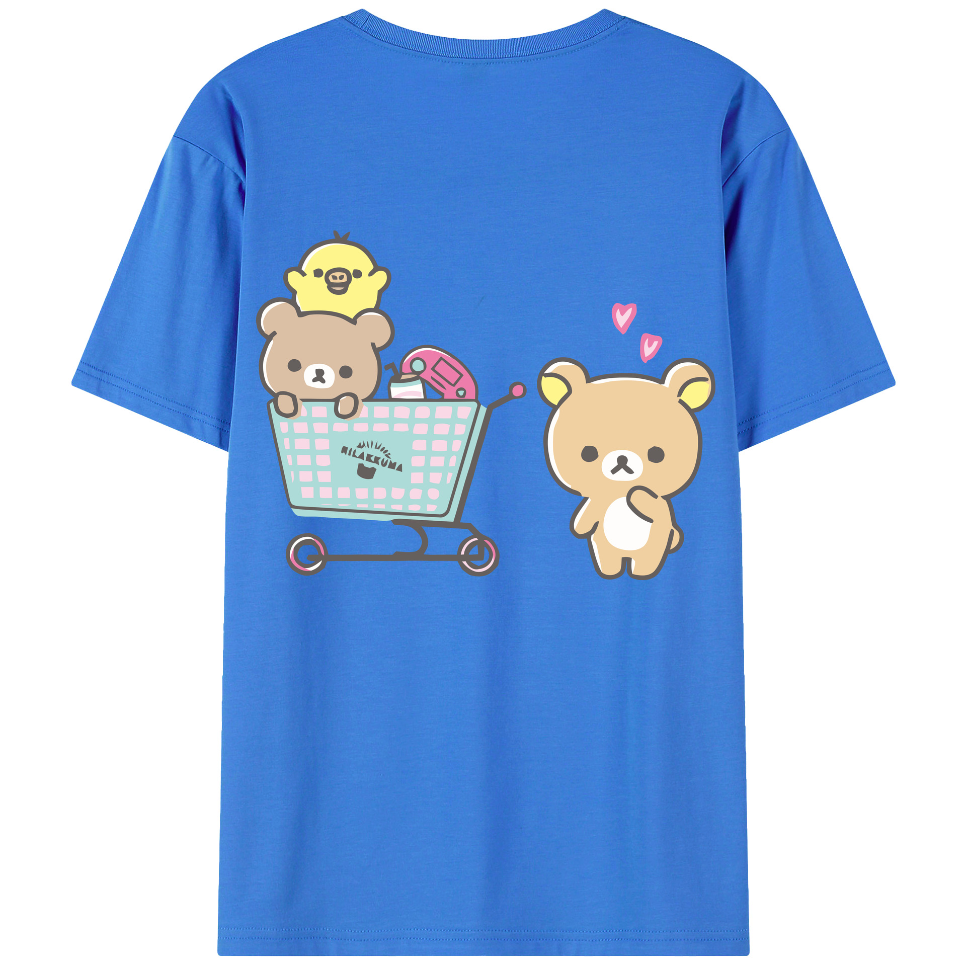（画像用） リラックマ リラックマ キイロイトリ Rilakkuma Korilakkuma Kiiroitori 綿100％半袖Tシャツ（背面プリント）