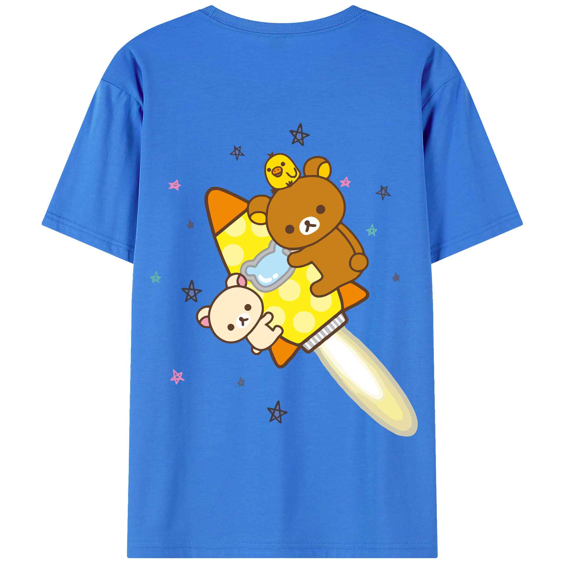 （画像用） リラックマ リラックマ キイロイトリ Rilakkuma Korilakkuma Kiiroitori 綿100％半袖Tシャツ（背面プリント）