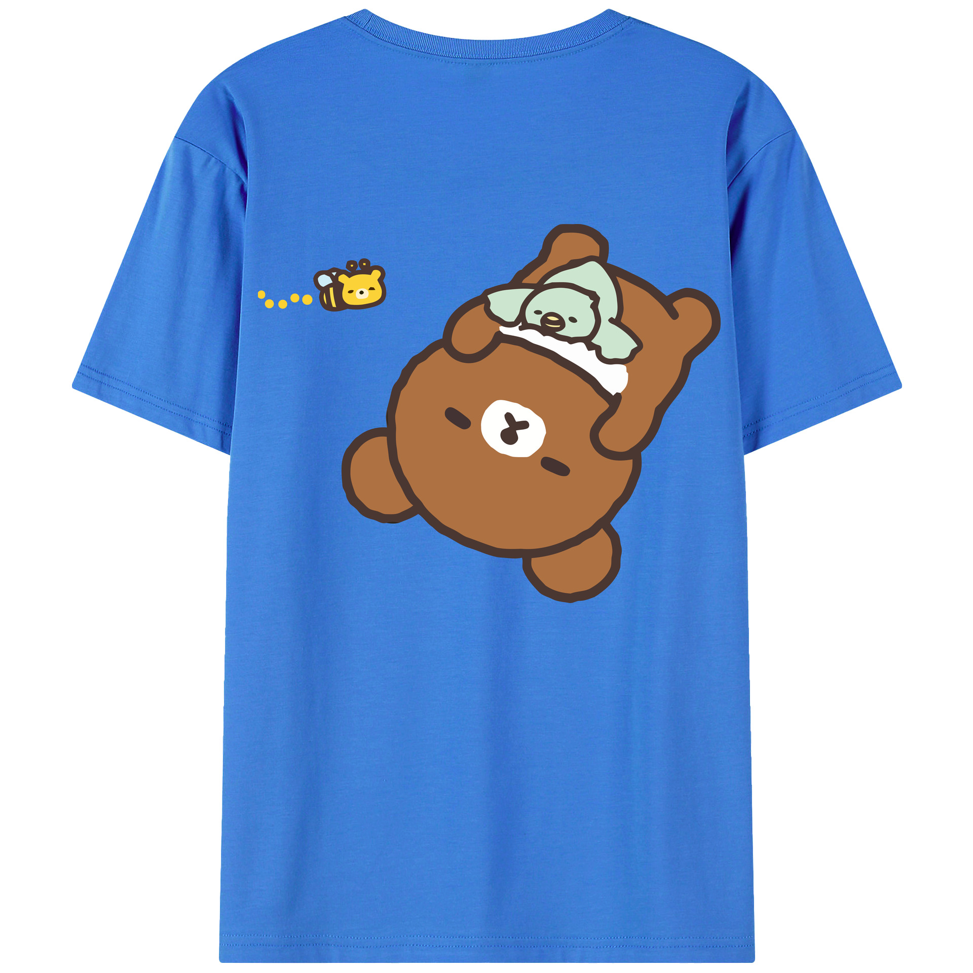 （画像用） リラックマ リラックマ キイロイトリ Rilakkuma Korilakkuma Kiiroitori 綿100％半袖Tシャツ（背面プリント）