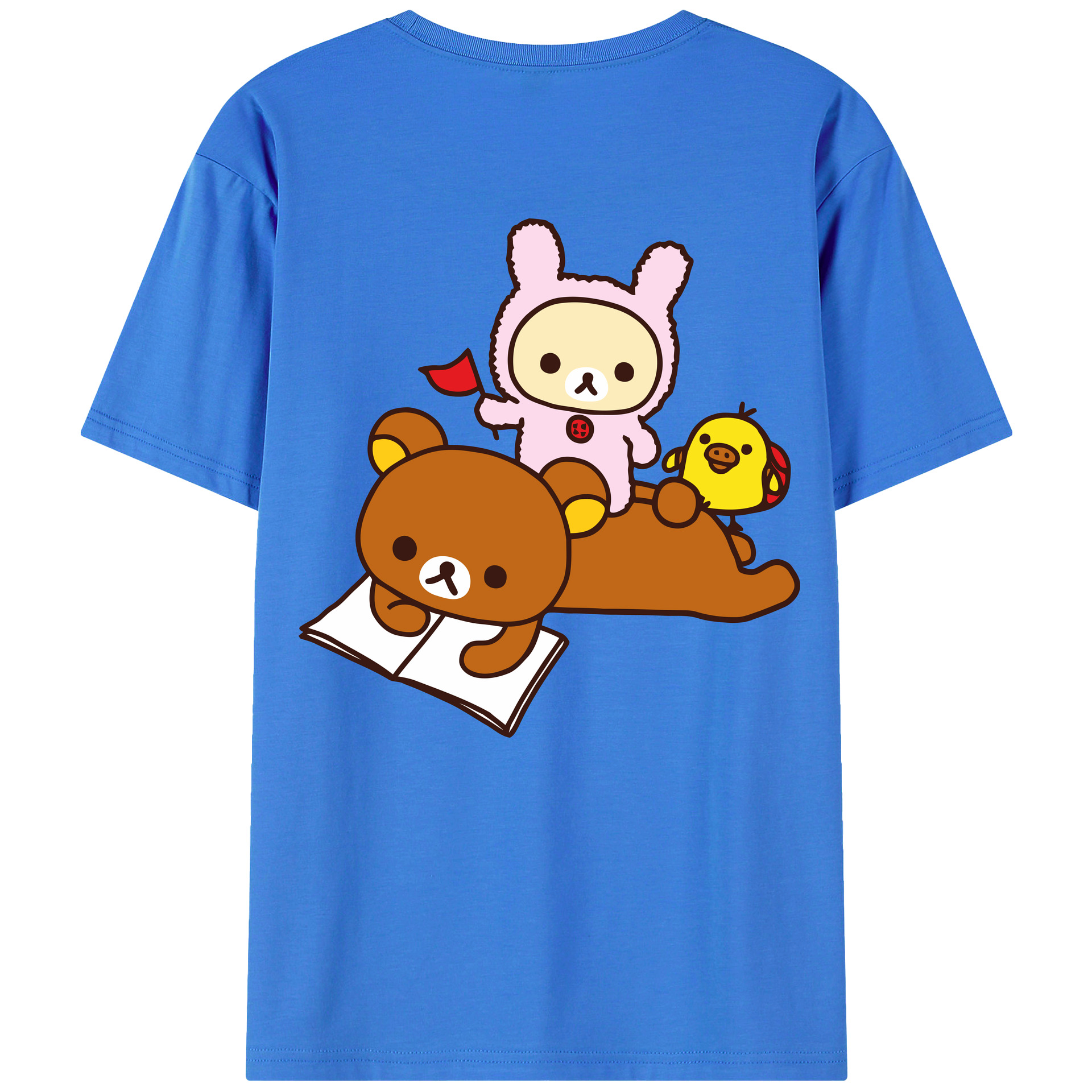 （画像用） リラックマ リラックマ キイロイトリ Rilakkuma Korilakkuma Kiiroitori 綿100％半袖Tシャツ（背面プリント）