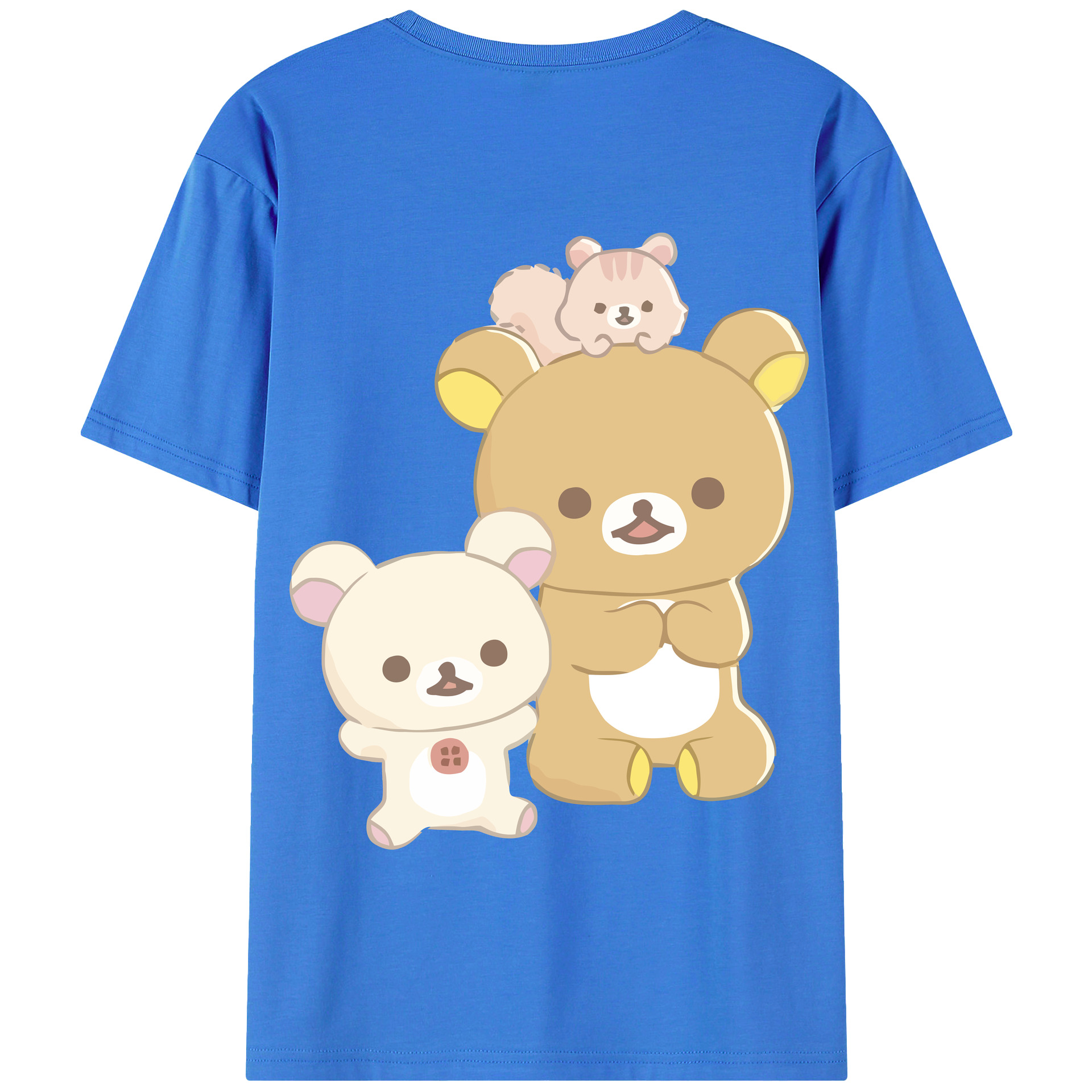 （画像用） リラックマ リラックマ キイロイトリ Rilakkuma Korilakkuma Kiiroitori 綿100％半袖Tシャツ（背面プリント）