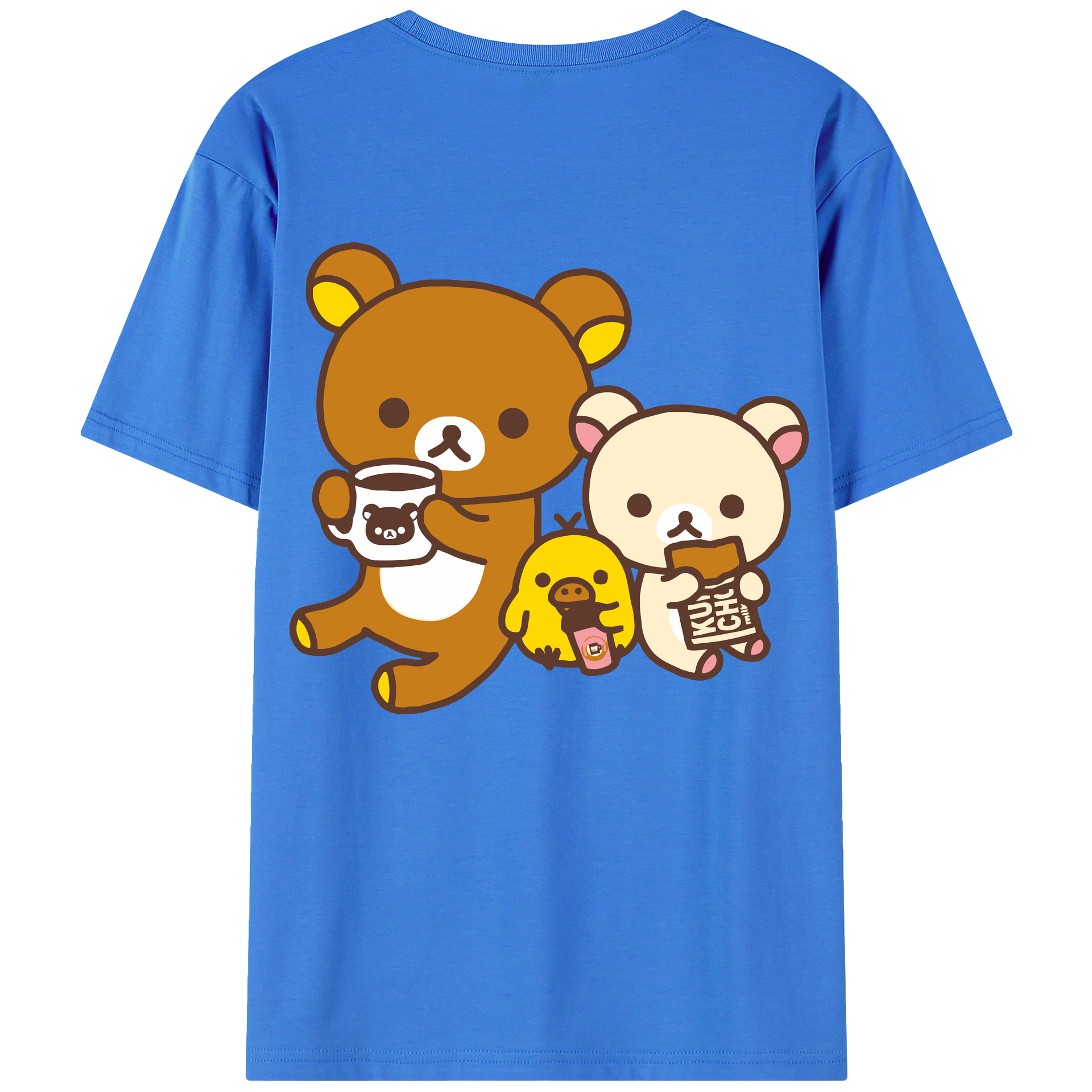 （画像用） リラックマ リラックマ キイロイトリ Rilakkuma Korilakkuma Kiiroitori 綿100％半袖Tシャツ（背面プリント）