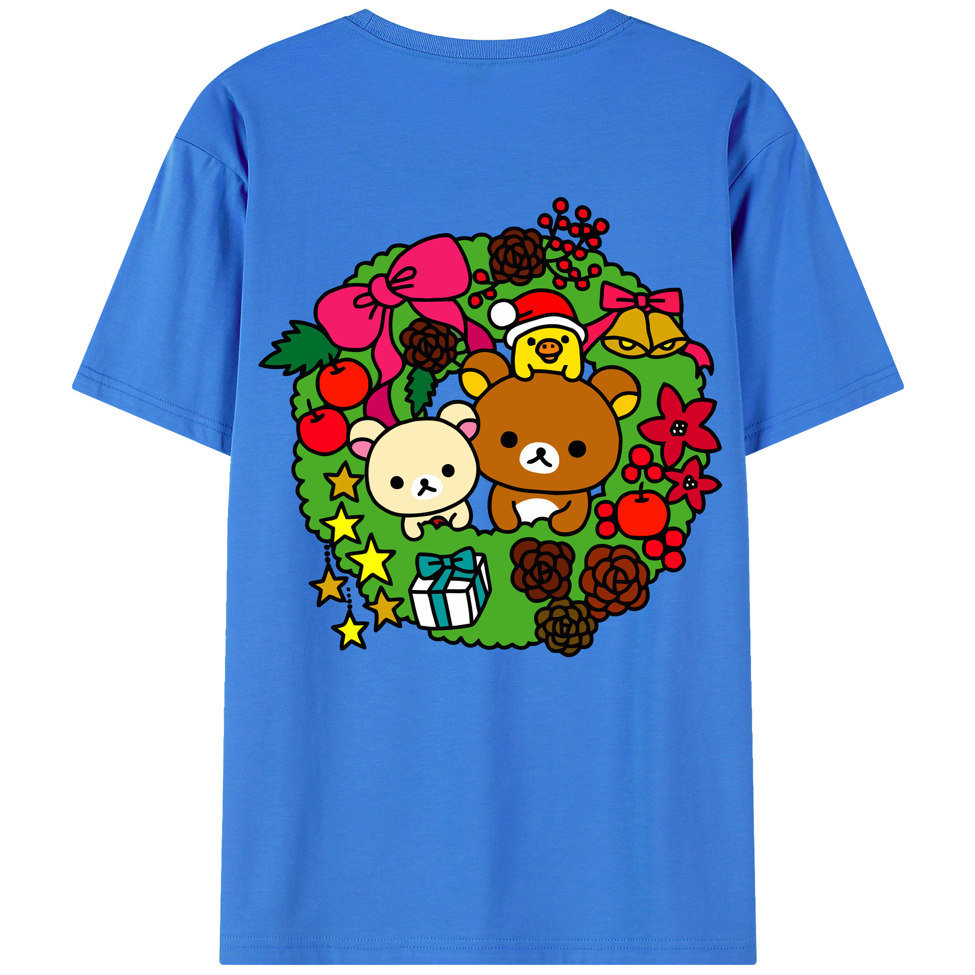 （画像用） リラックマ リラックマ キイロイトリ Rilakkuma Korilakkuma Kiiroitori 綿100％半袖Tシャツ（背面プリント）