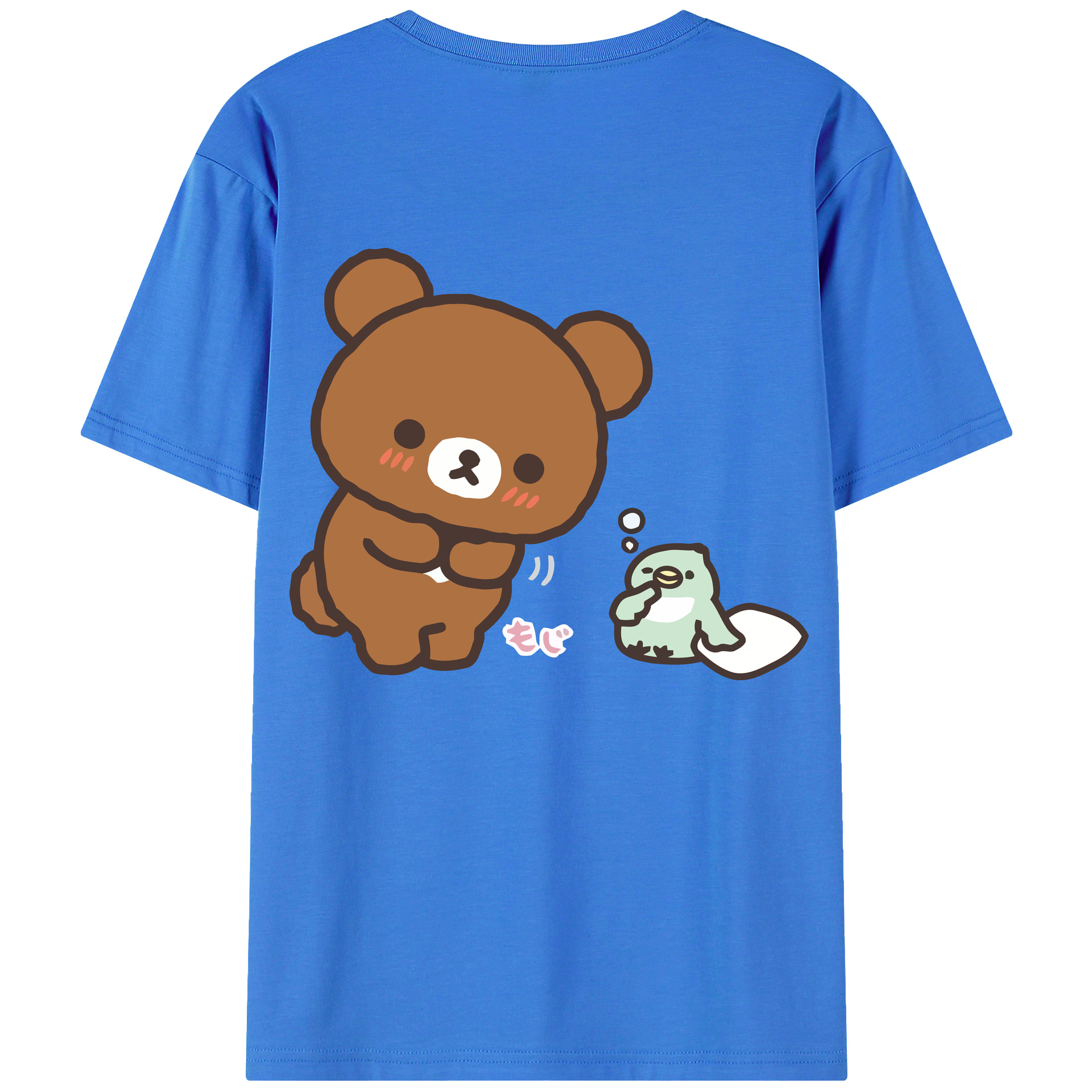 （画像用） リラックマ リラックマ キイロイトリ Rilakkuma Korilakkuma Kiiroitori 綿100％半袖Tシャツ（背面プリント）