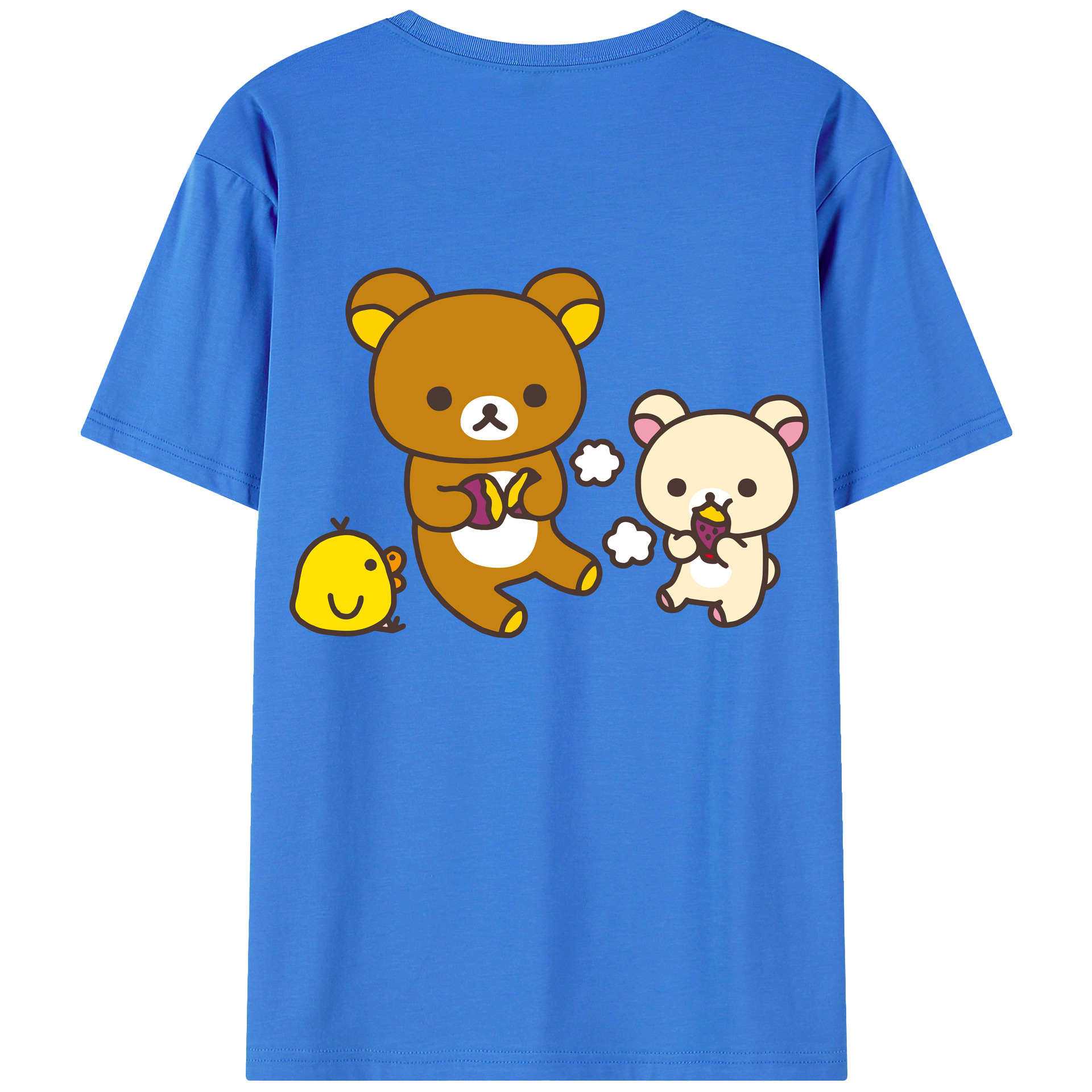 （画像用） リラックマ リラックマ キイロイトリ Rilakkuma Korilakkuma Kiiroitori 綿100％半袖Tシャツ（背面プリント）