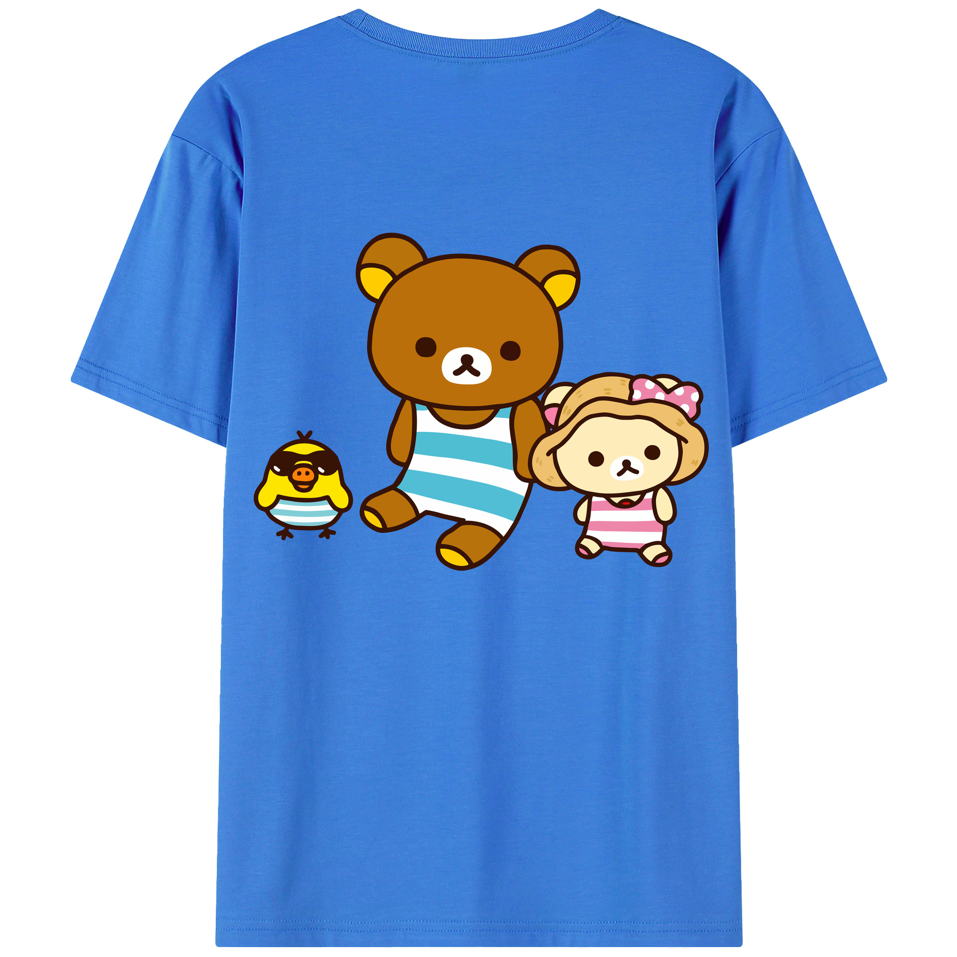 （画像用） リラックマ リラックマ キイロイトリ Rilakkuma Korilakkuma Kiiroitori 綿100％半袖Tシャツ（背面プリント）