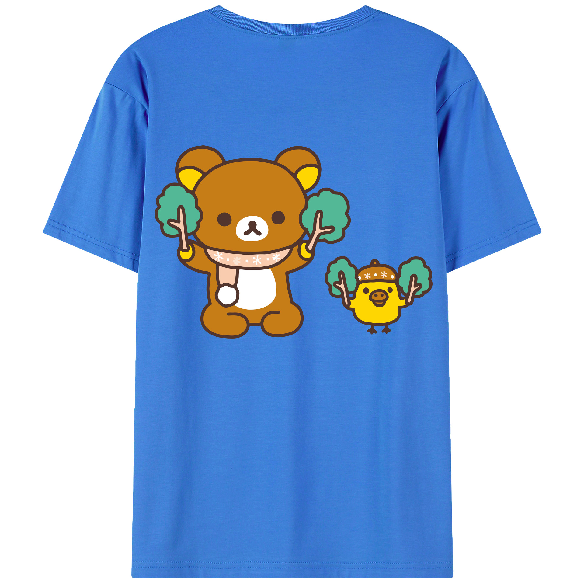 （画像用） リラックマ リラックマ キイロイトリ Rilakkuma Korilakkuma Kiiroitori 綿100％半袖Tシャツ（背面プリント）