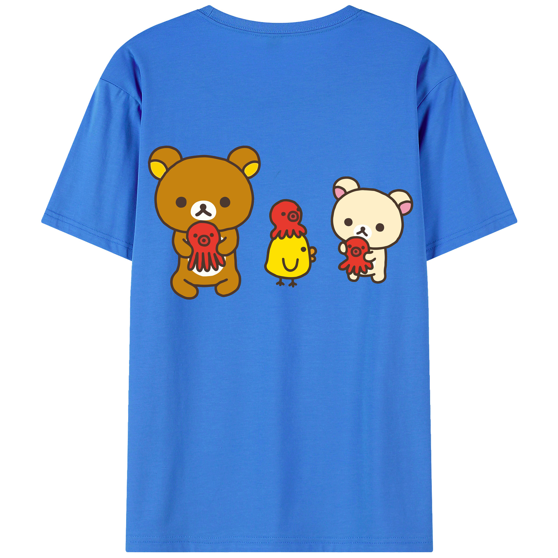 （画像用） リラックマ リラックマ キイロイトリ Rilakkuma Korilakkuma Kiiroitori 綿100％半袖Tシャツ（背面プリント）