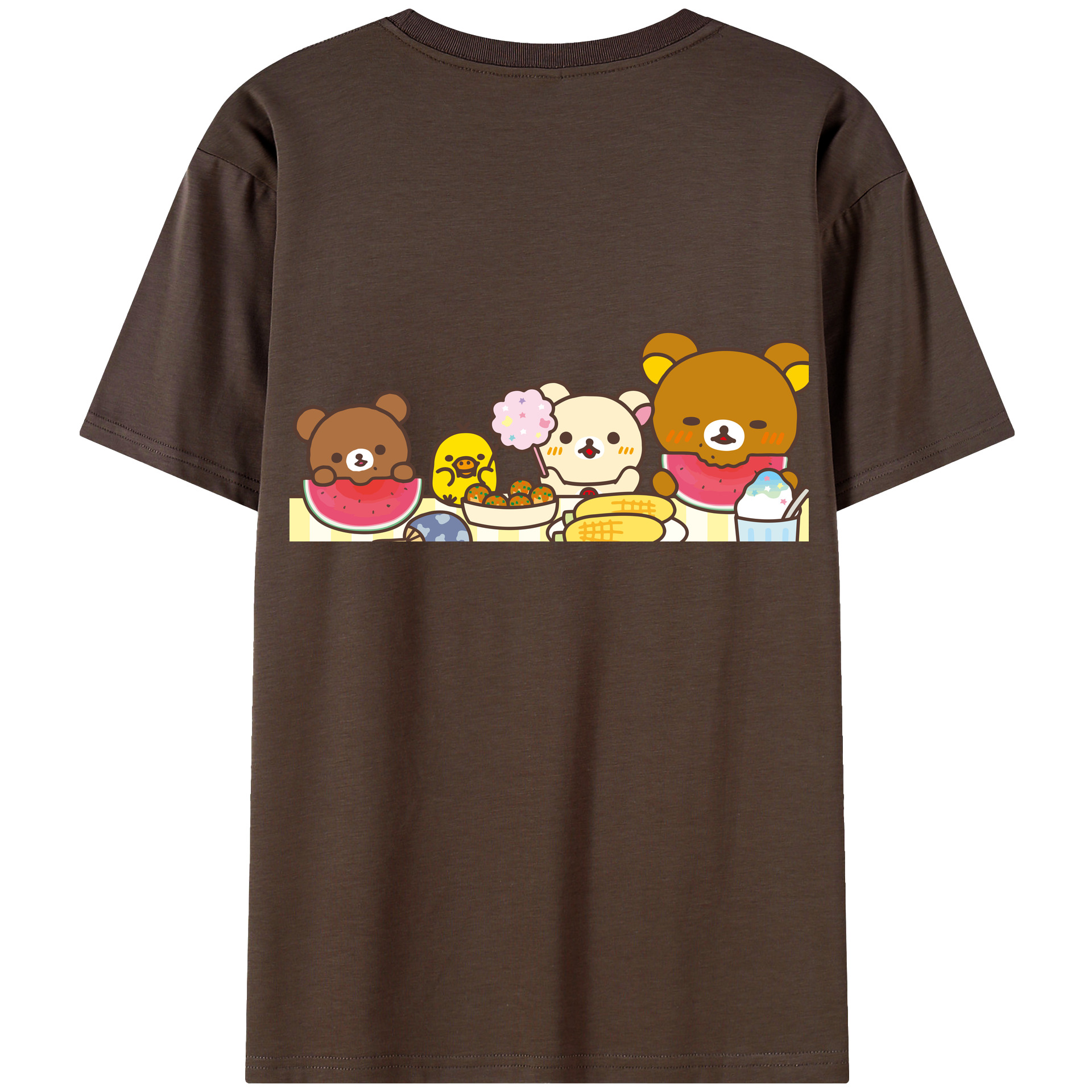 （画像用） リラックマ リラックマ キイロイトリ Rilakkuma Korilakkuma Kiiroitori 綿100％半袖Tシャツ（背面プリント）