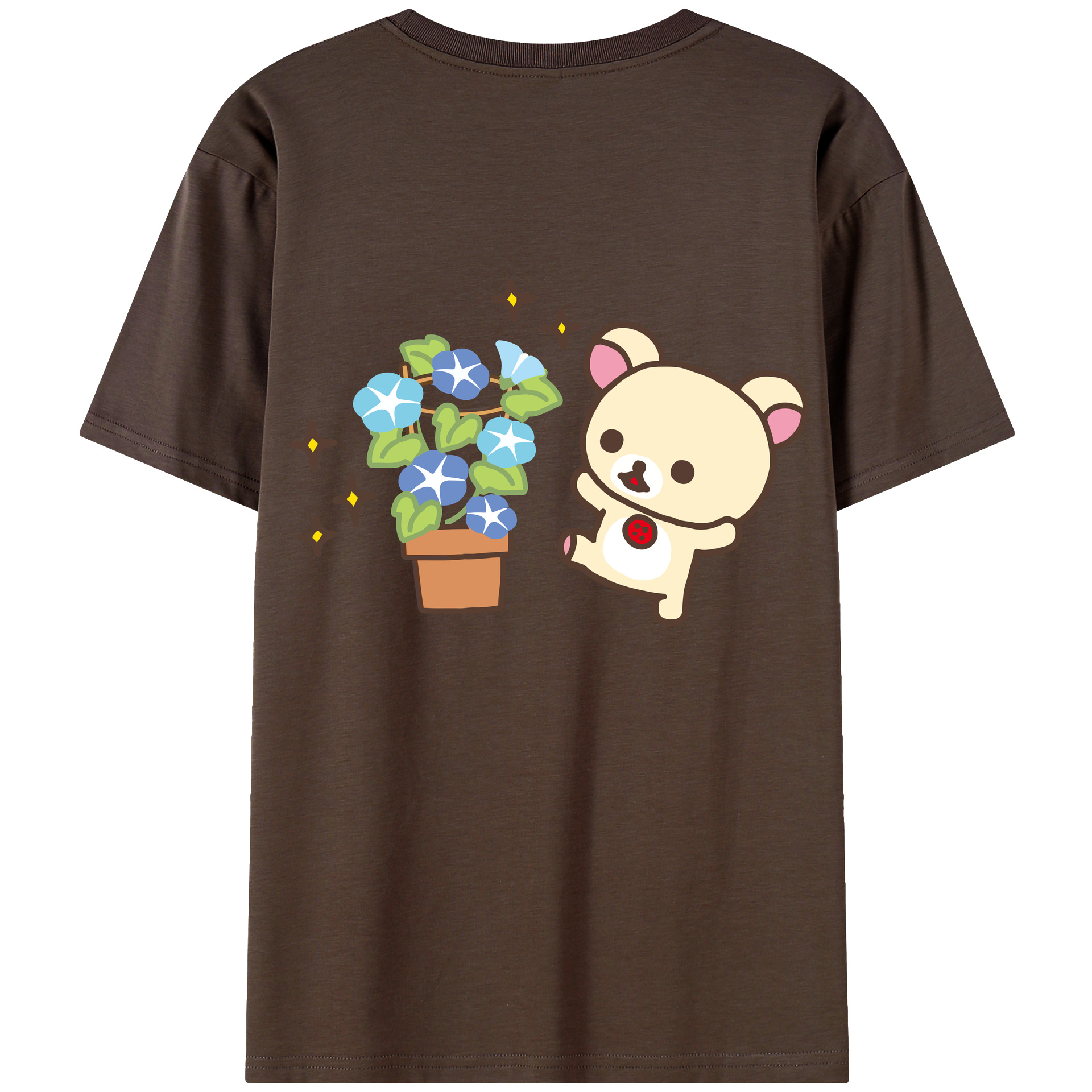 （画像用） リラックマ リラックマ キイロイトリ Rilakkuma Korilakkuma Kiiroitori 綿100％半袖Tシャツ（背面プリント）