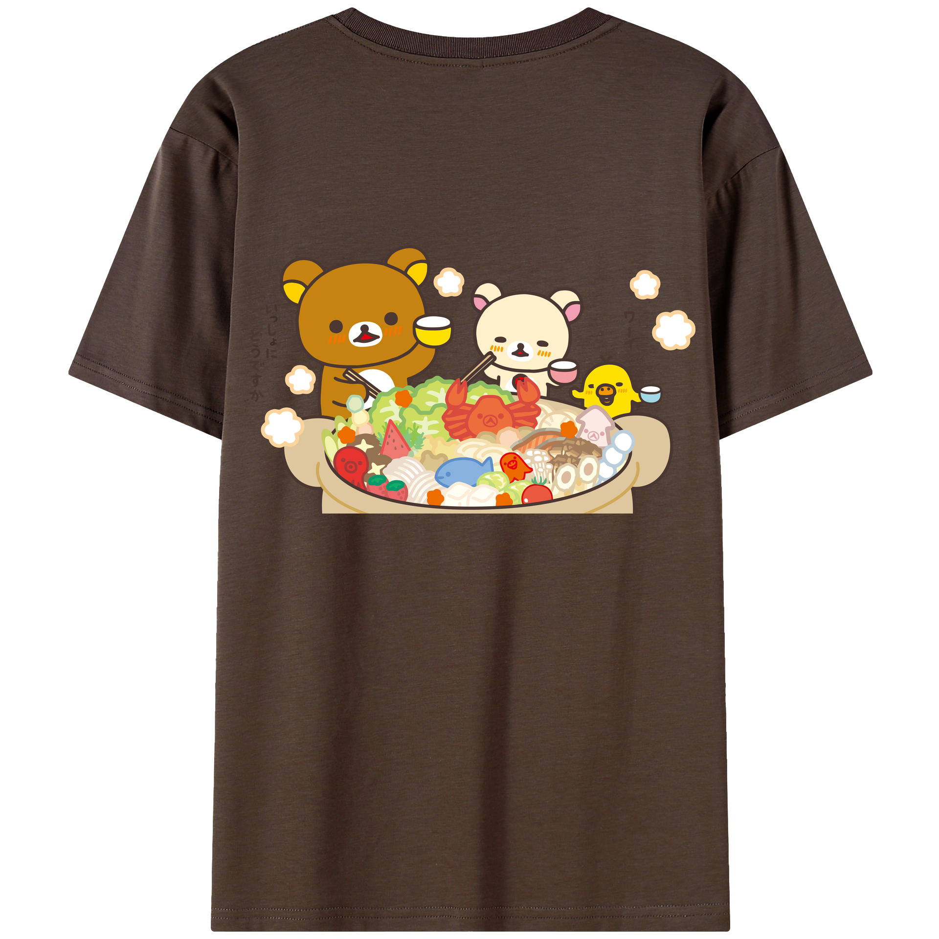 （画像用） リラックマ リラックマ キイロイトリ Rilakkuma Korilakkuma Kiiroitori 綿100％半袖Tシャツ（背面プリント）