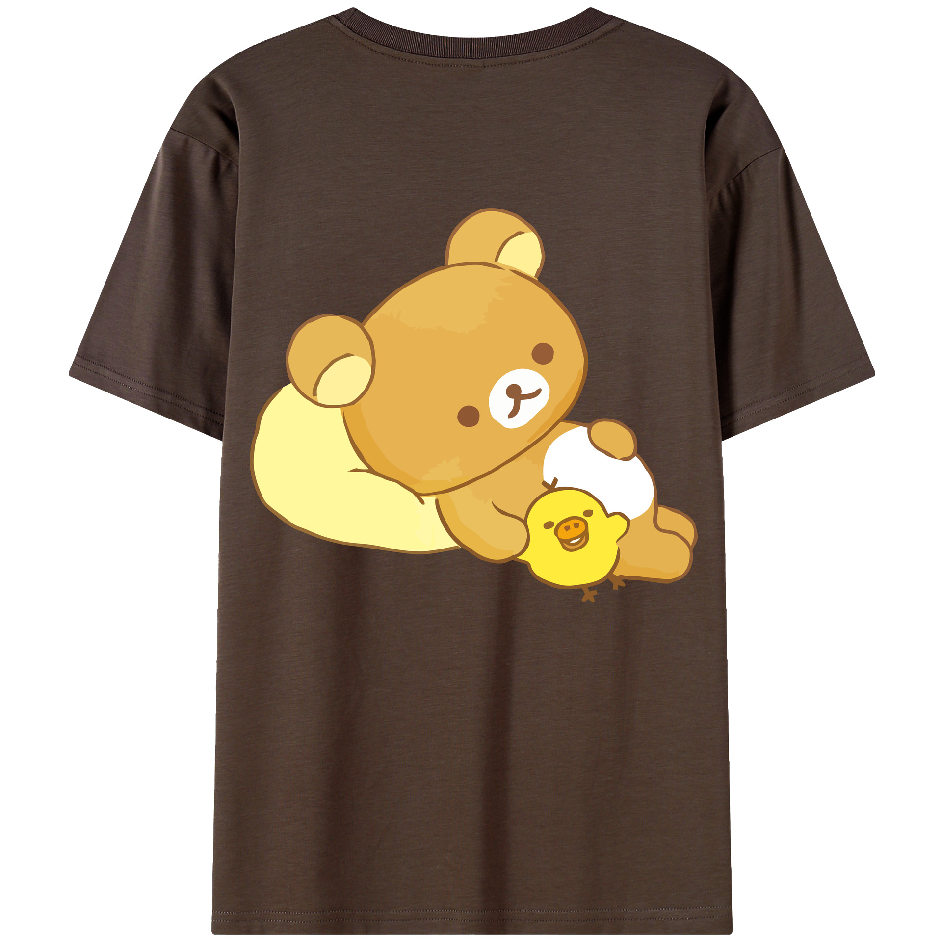 （画像用） リラックマ リラックマ キイロイトリ Rilakkuma Korilakkuma Kiiroitori 綿100％半袖Tシャツ（背面プリント）
