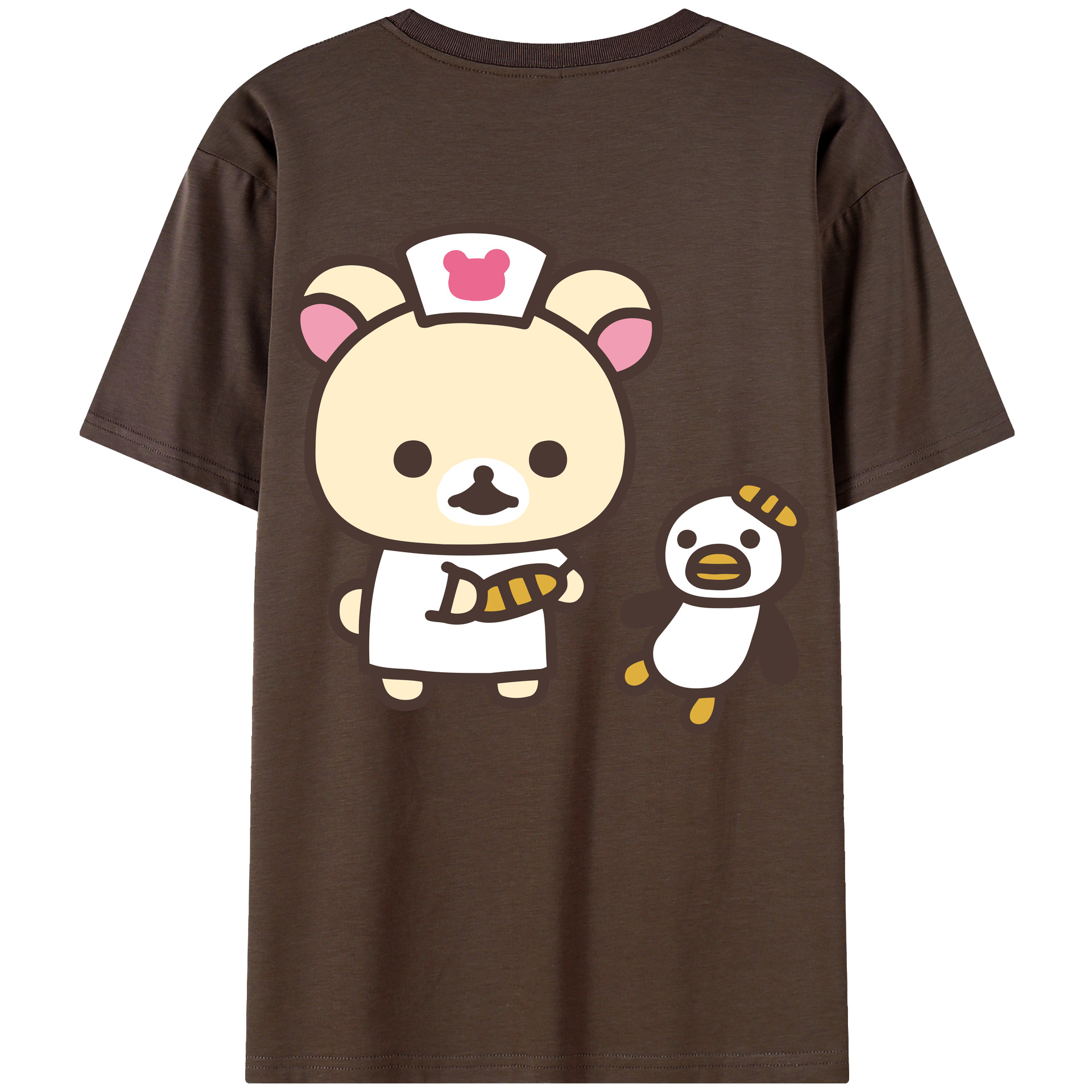 （画像用） リラックマ リラックマ キイロイトリ Rilakkuma Korilakkuma Kiiroitori 綿100％半袖Tシャツ（背面プリント）
