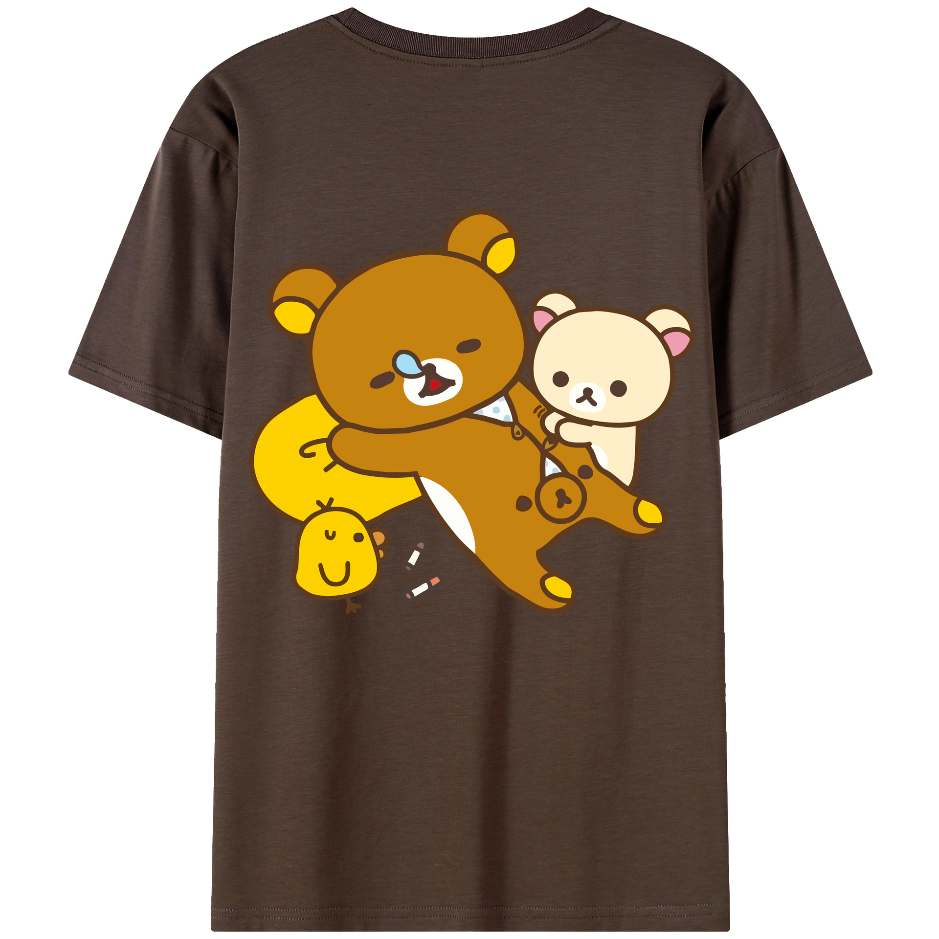 （画像用） リラックマ リラックマ キイロイトリ Rilakkuma Korilakkuma Kiiroitori 綿100％半袖Tシャツ（背面プリント）
