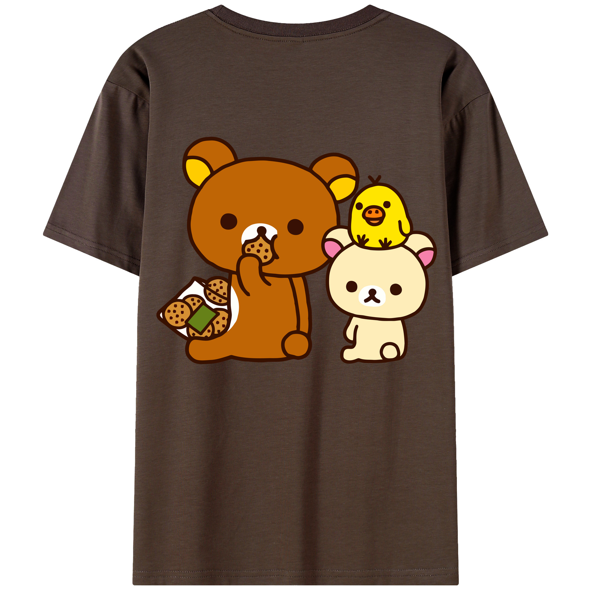 （画像用） リラックマ リラックマ キイロイトリ Rilakkuma Korilakkuma Kiiroitori 綿100％半袖Tシャツ（背面プリント）
