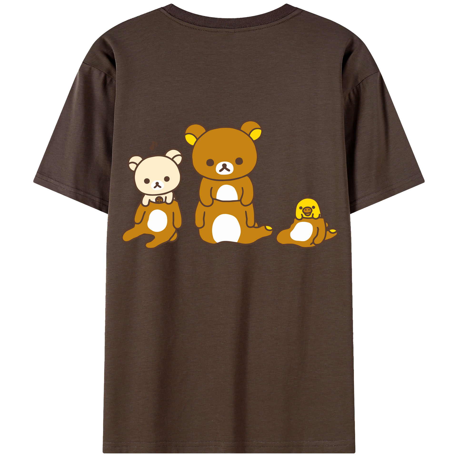 （画像用） リラックマ リラックマ キイロイトリ Rilakkuma Korilakkuma Kiiroitori 綿100％半袖Tシャツ（背面プリント）