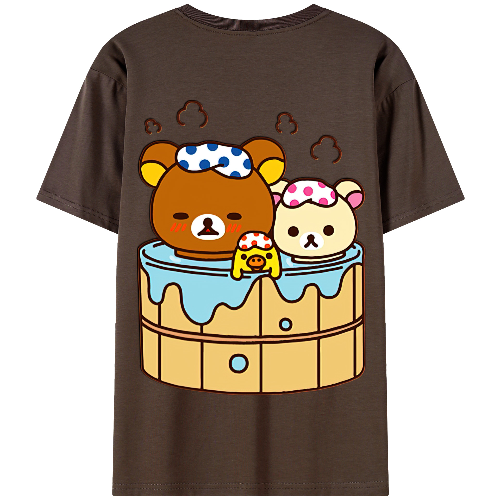 （画像用） リラックマ リラックマ キイロイトリ Rilakkuma Korilakkuma Kiiroitori 綿100％半袖Tシャツ（背面プリント）