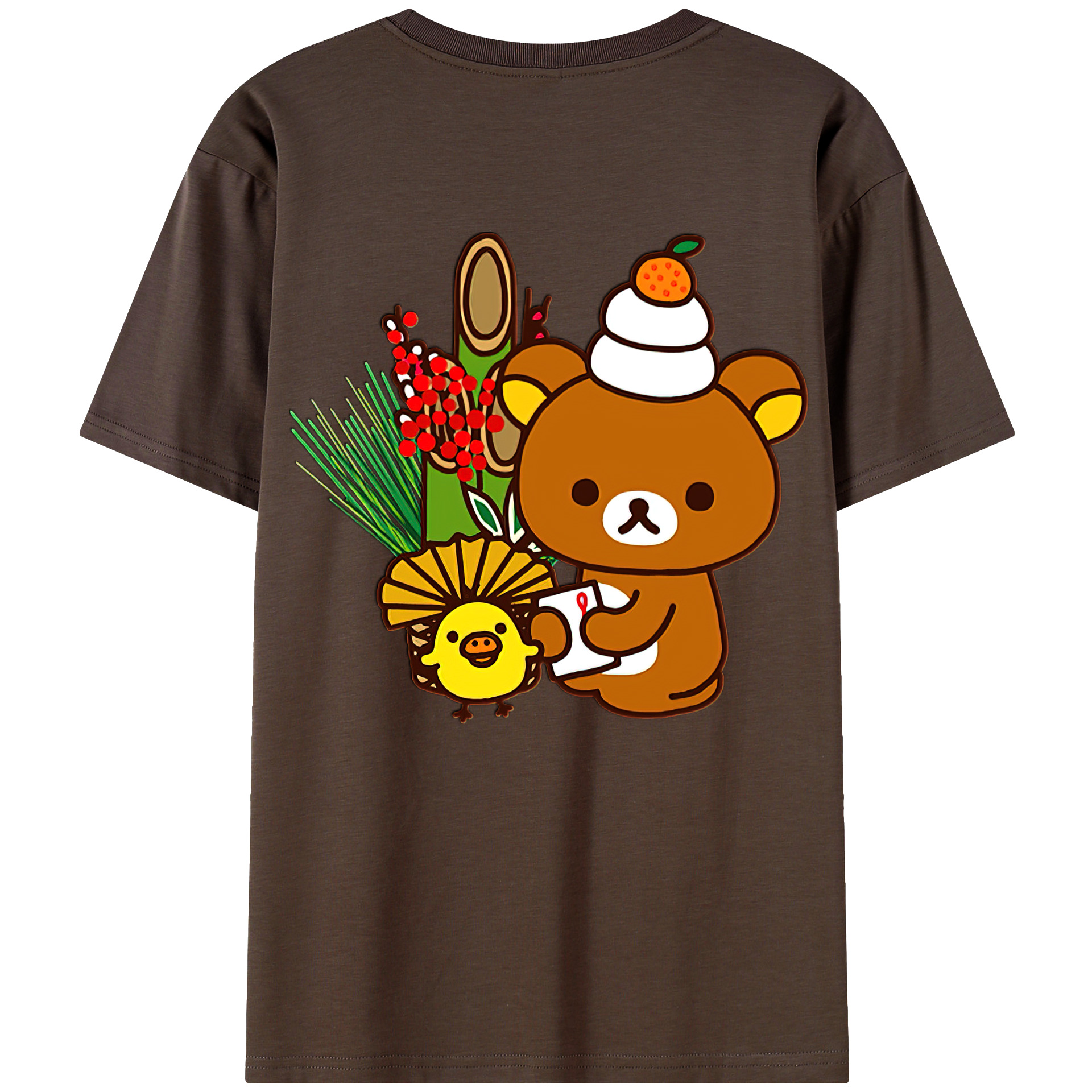 （画像用） リラックマ リラックマ キイロイトリ Rilakkuma Korilakkuma Kiiroitori 綿100％半袖Tシャツ（背面プリント）