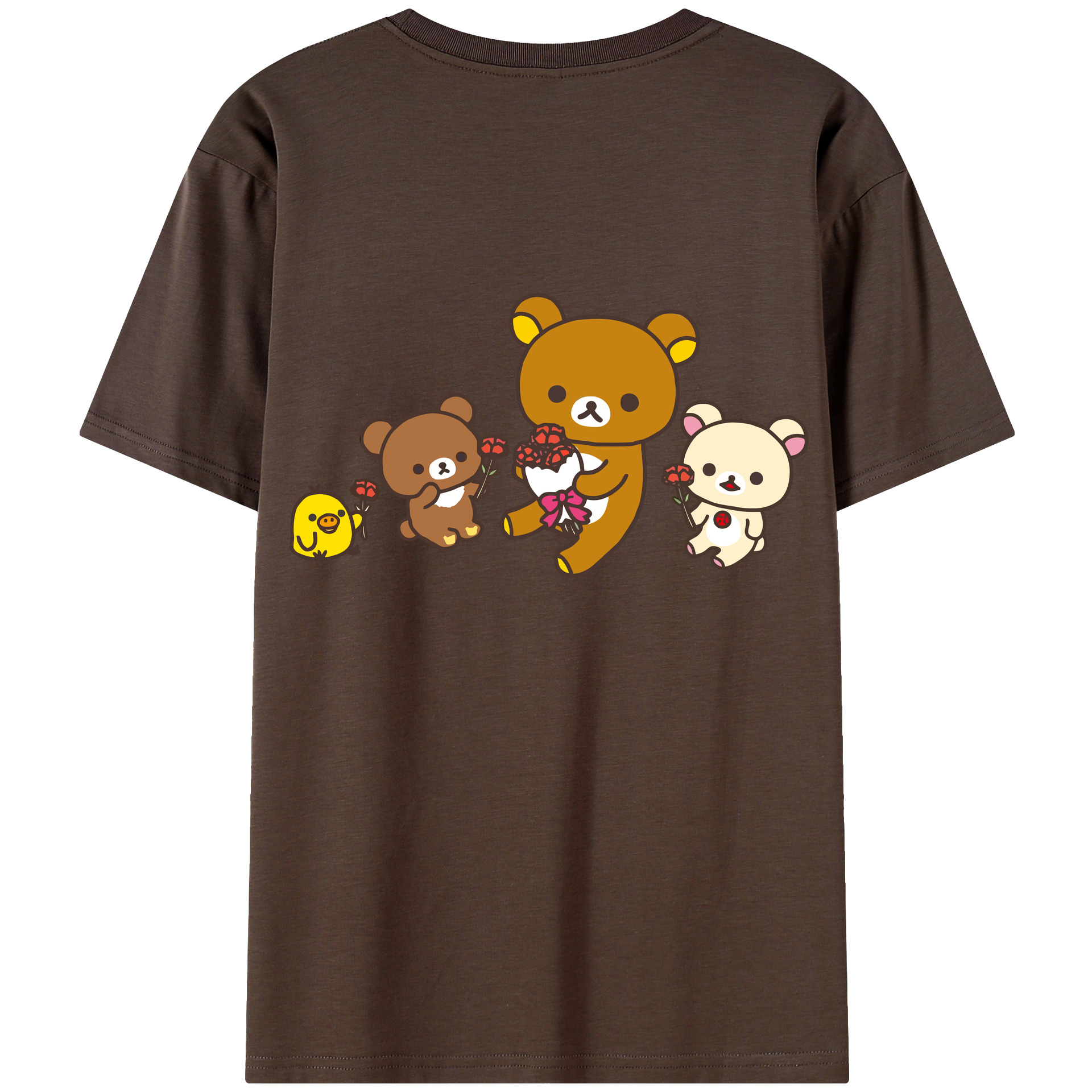 （画像用） リラックマ リラックマ キイロイトリ Rilakkuma Korilakkuma Kiiroitori 綿100％半袖Tシャツ（背面プリント）